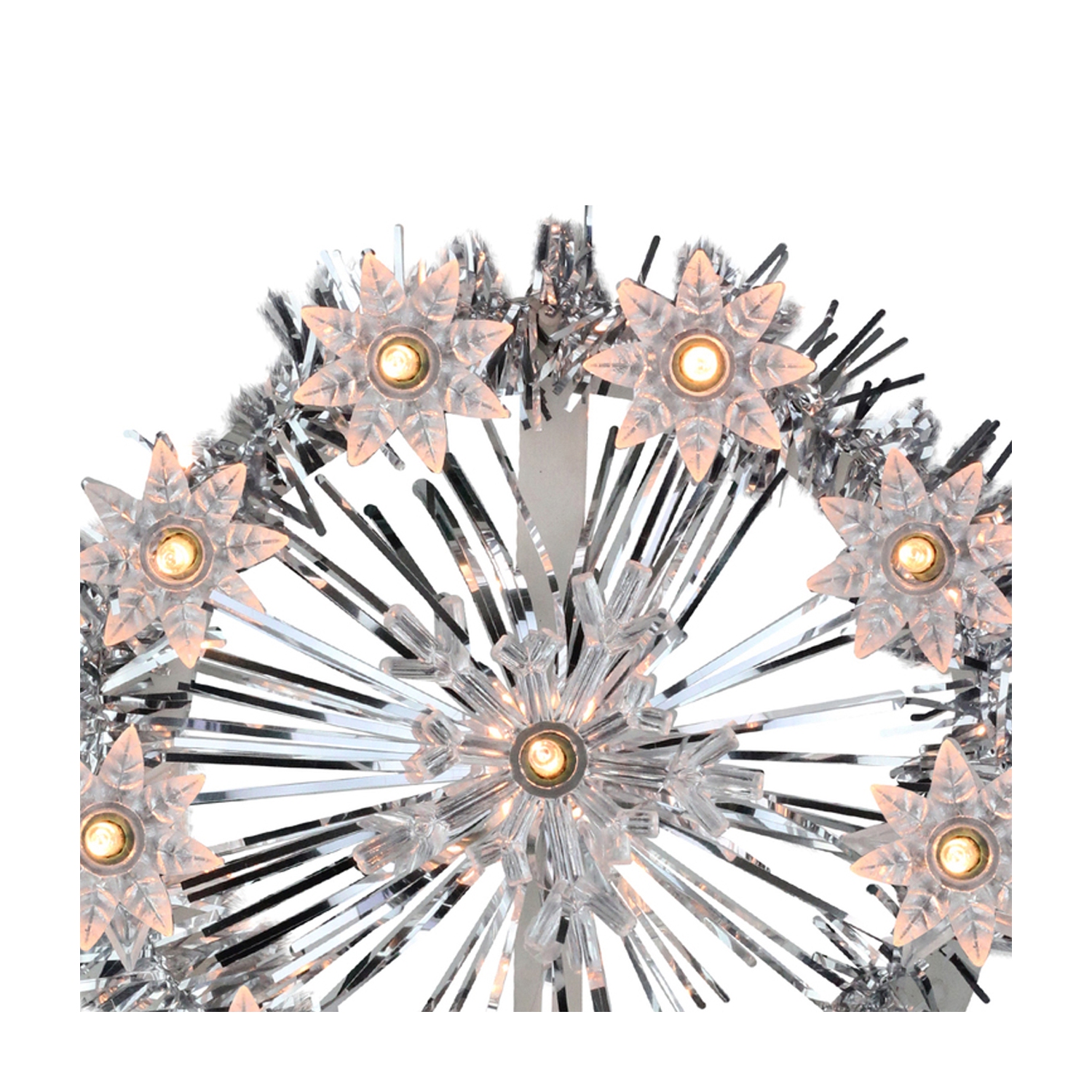 7" Silver Pre-Lit Snowflake Starburst Christmas Tree Topper - Clear Lights