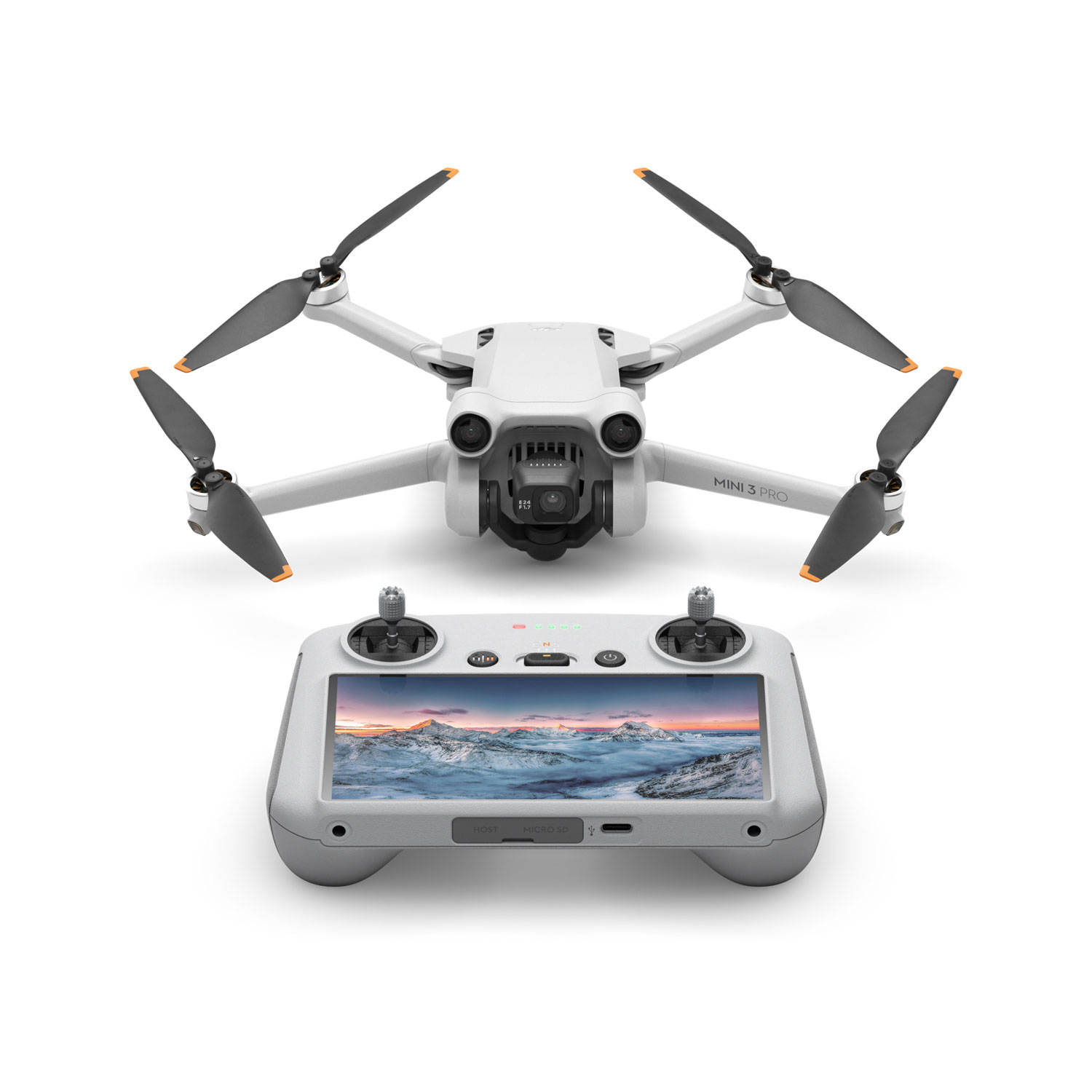 DJI Mini 3 Pro Quadcopter Drone and Remote Control with Built-in Screen (DJI RC) - Grey
