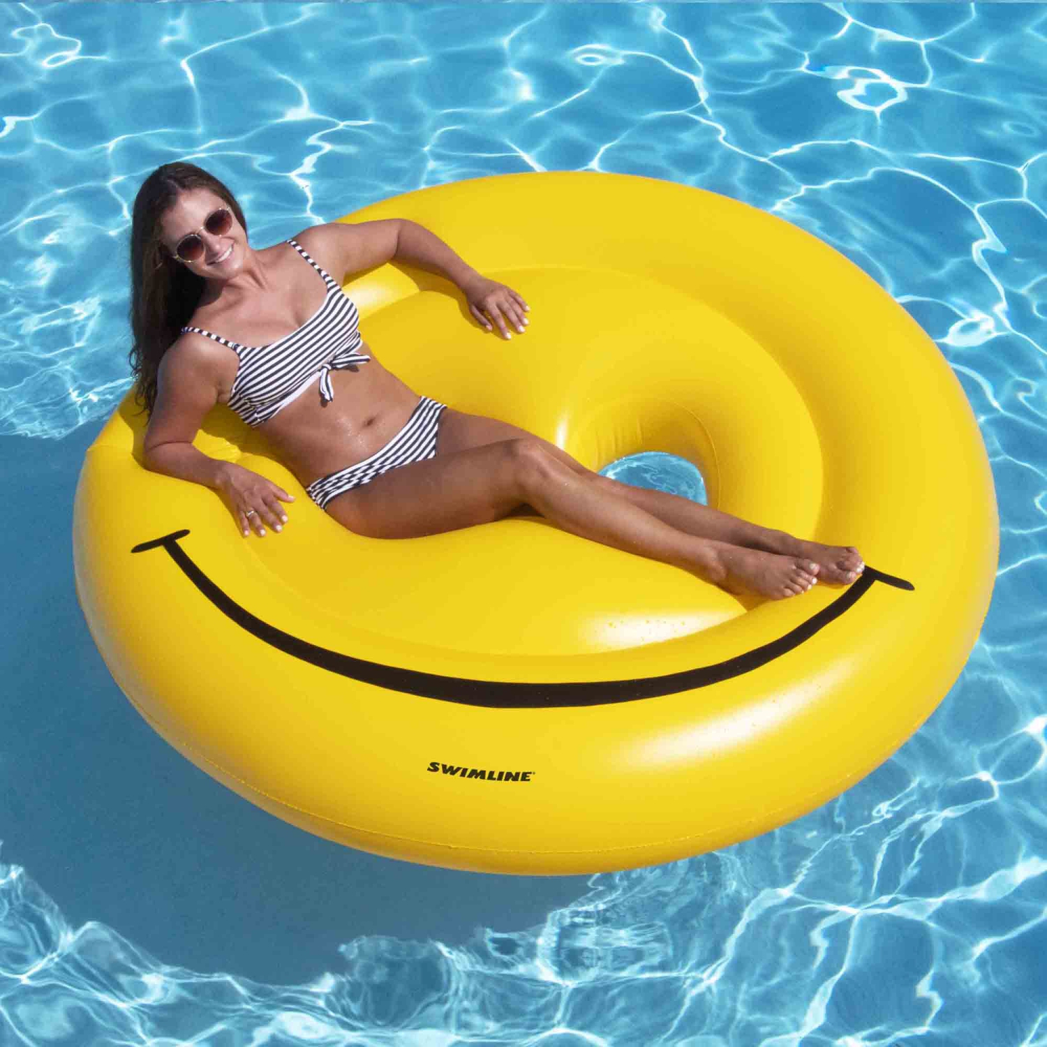 72" Water Sports Inflatable Smiley Face Island 2-Person Swimming Pool Raft