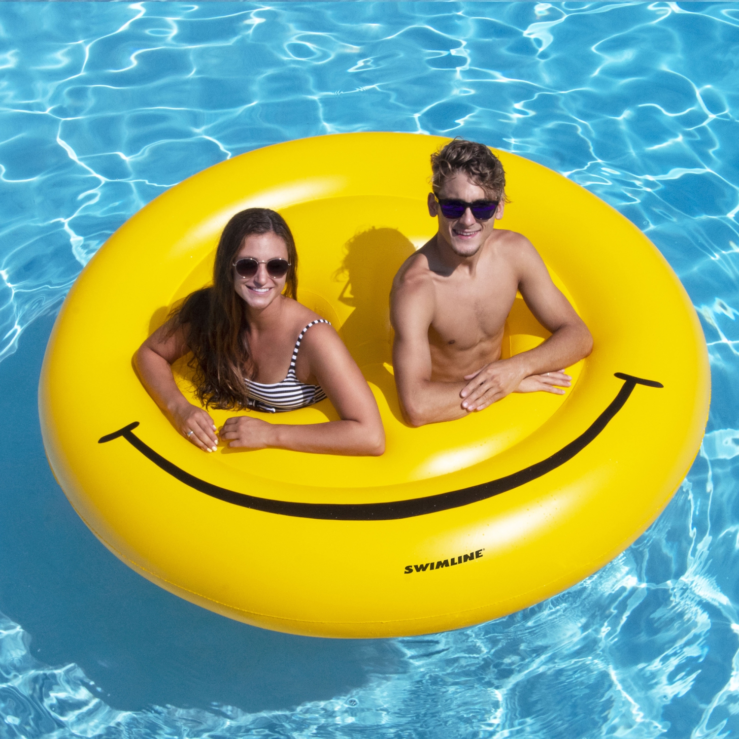 72" Water Sports Inflatable Smiley Face Island 2-Person Swimming Pool Raft