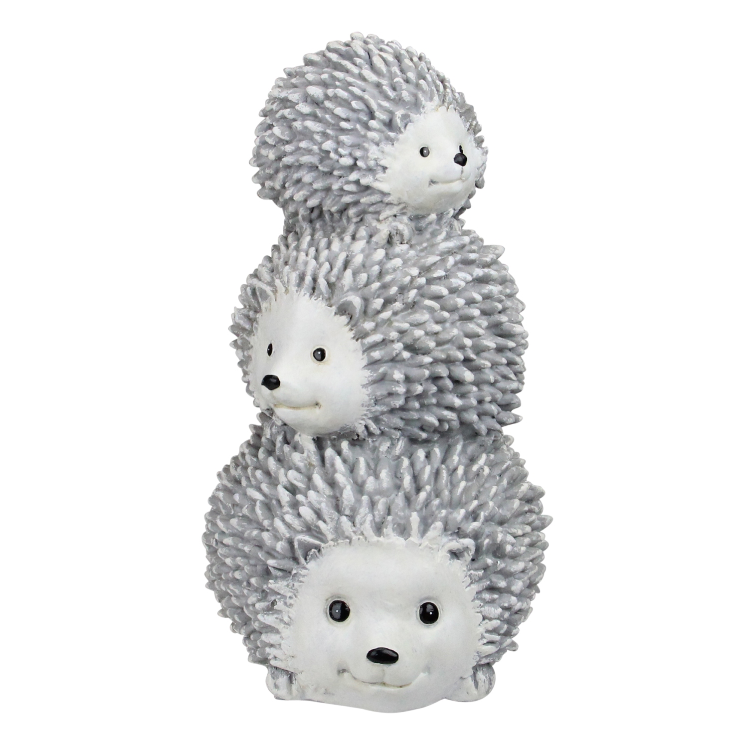 10.25" Gray and White Outdoor Stacked Hedgehogs Garden Statue