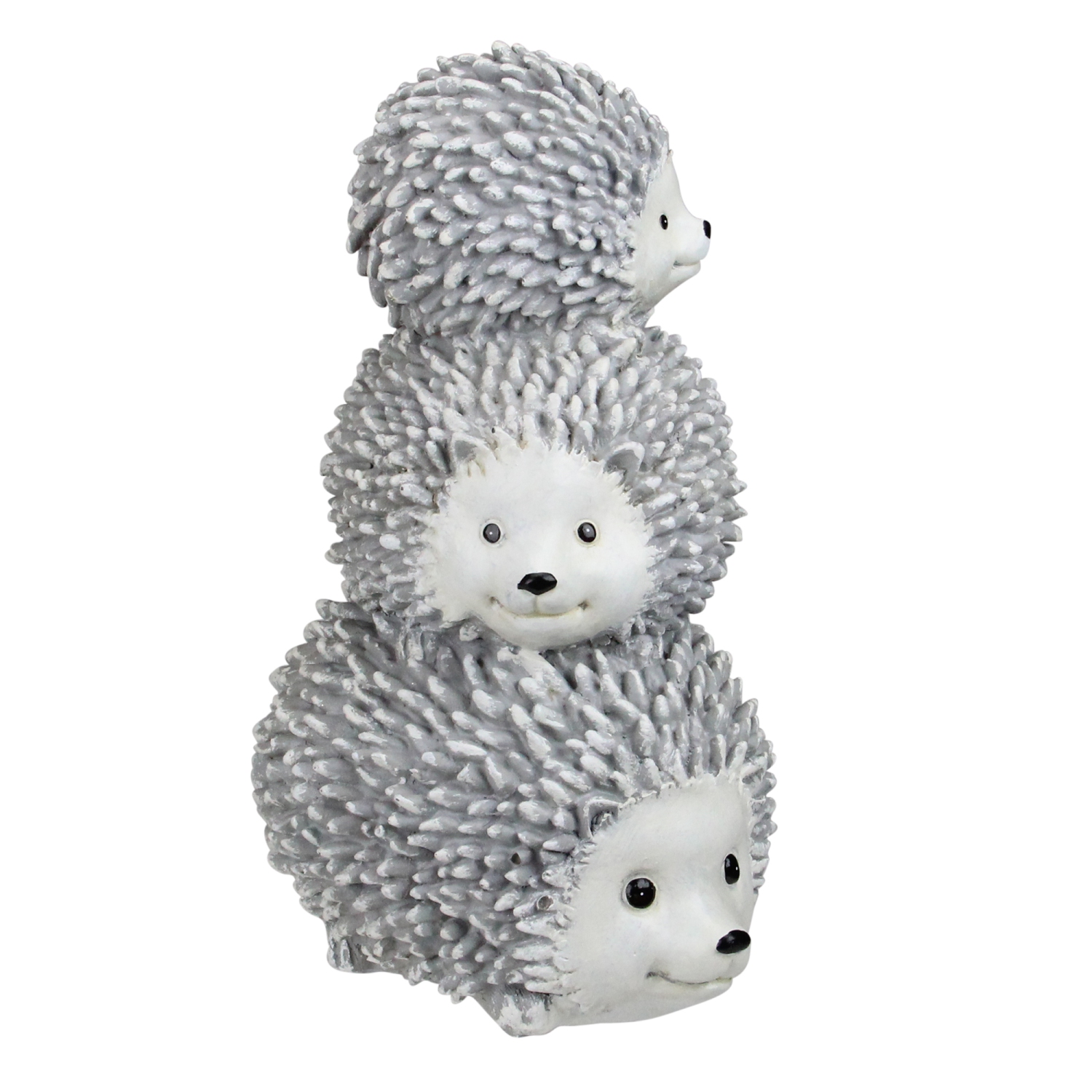 10.25" Gray and White Outdoor Stacked Hedgehogs Garden Statue