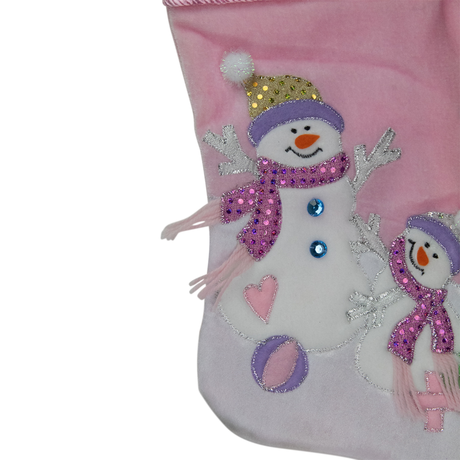 Bas de Noël rose pâle en velours Baby’s First Christmas de 21 po pour bonhomme de neige
