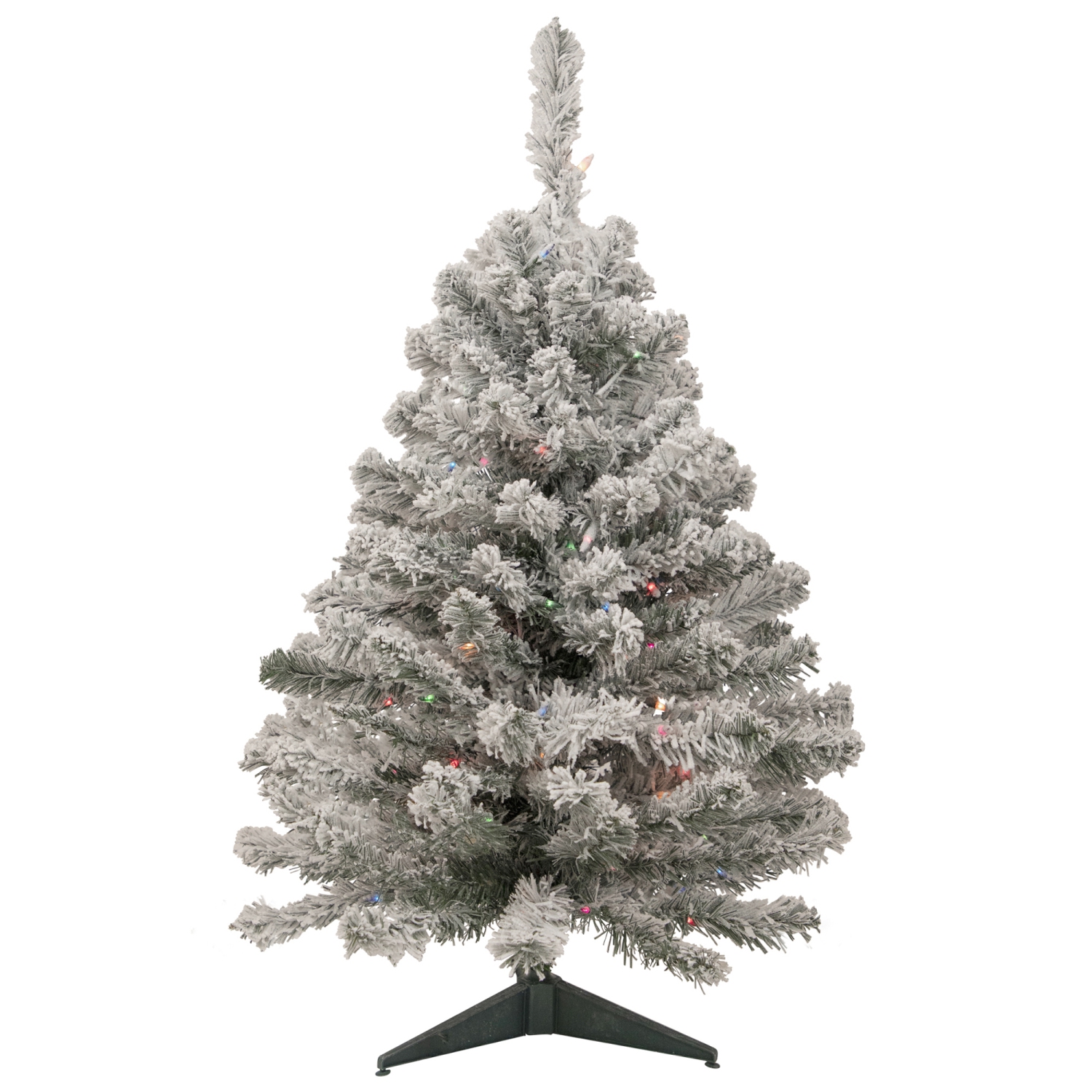 3' Pre-Lit Medium Heavily Flocked Madison Pine Artificial Christmas Tree, Multi Lights
