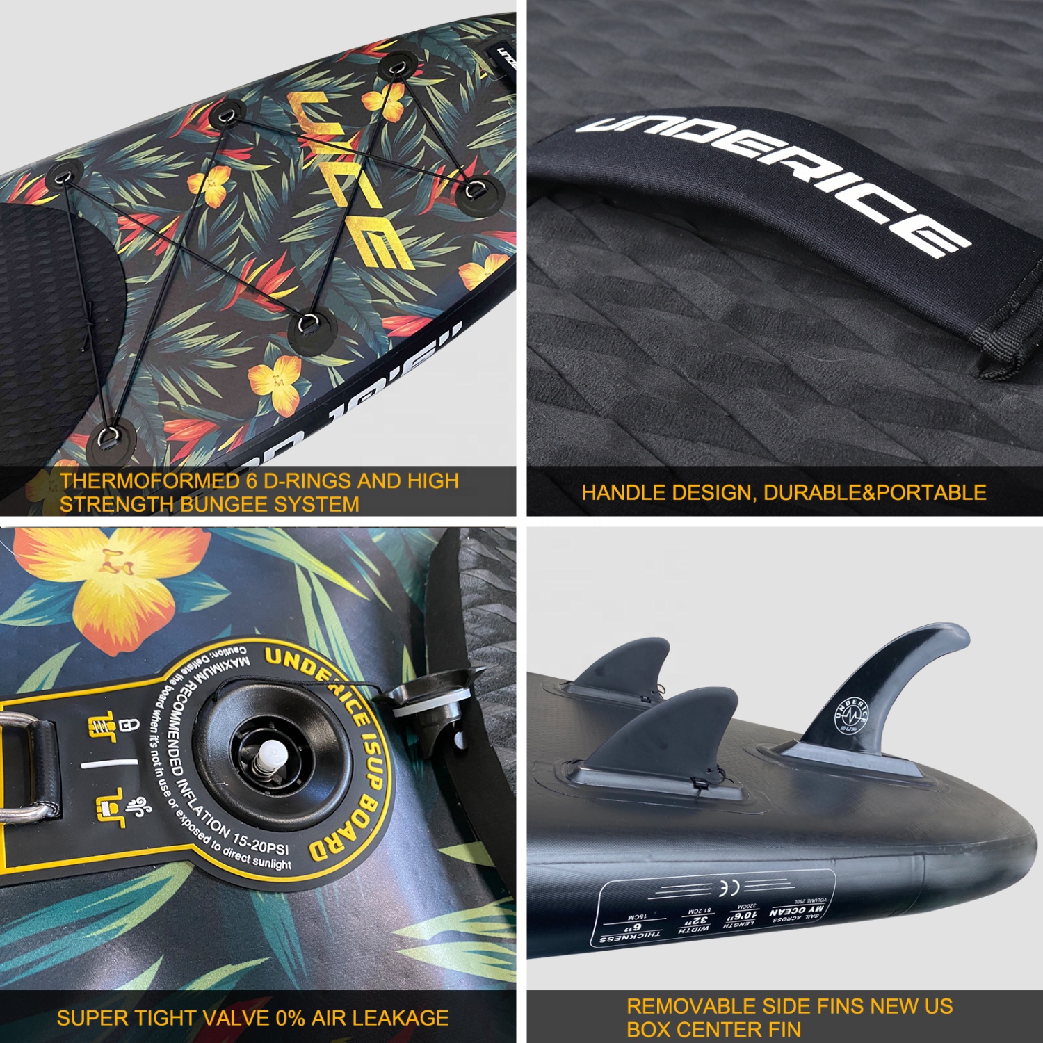 Planche à pagaie gonflable de 10,7 x 32 x 6 po avec accessoires et sac de transport | planche à pagaie gonflable, plateforme antidérapante |jeunes et