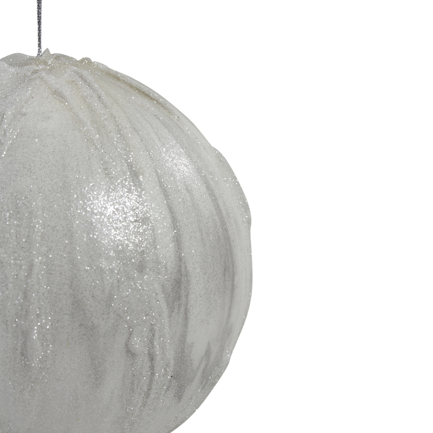 4.25" Glittered White Marbled Christmas Ball Ornament