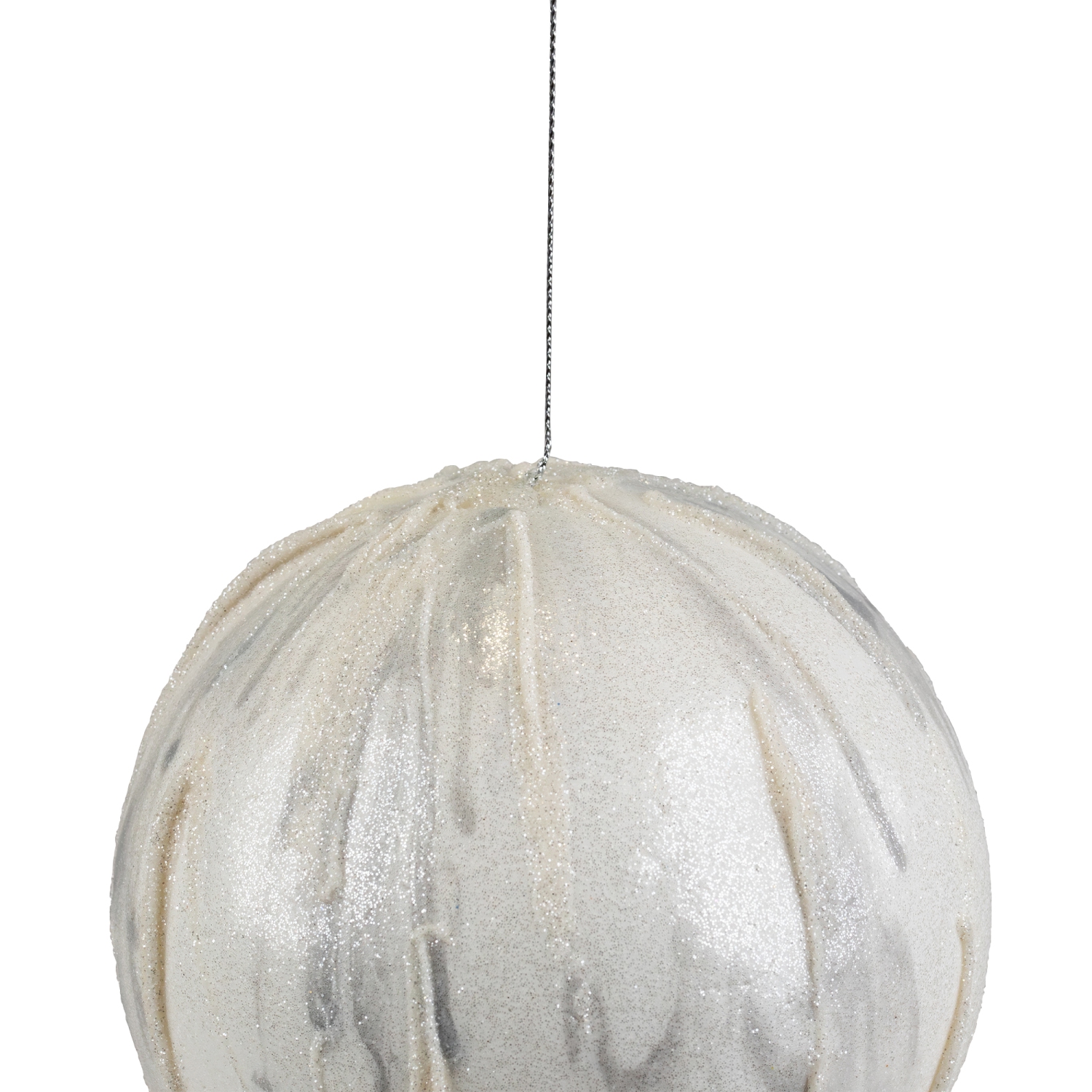4.25" Glittered White Marbled Christmas Ball Ornament