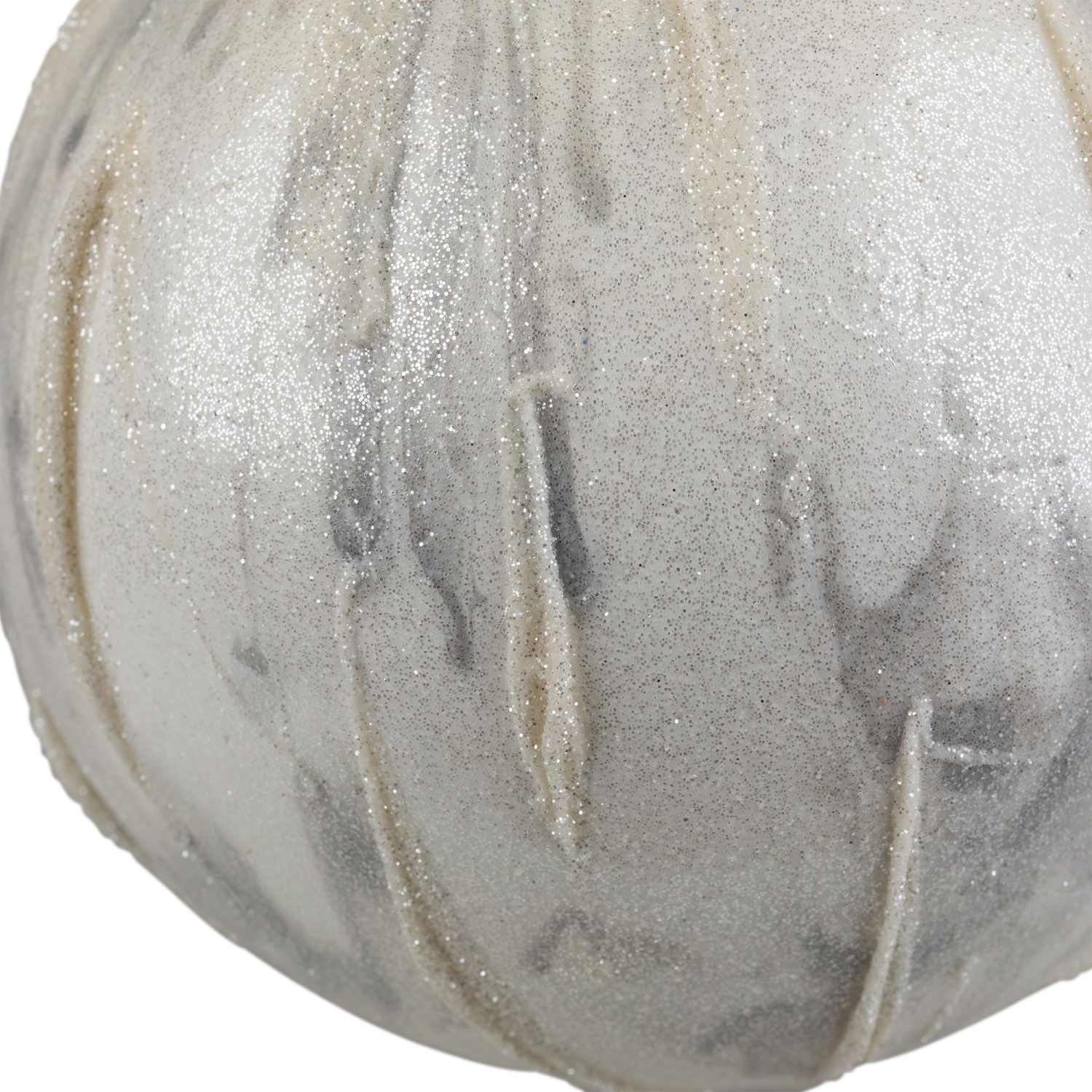 4.25" Glittered White Marbled Christmas Ball Ornament