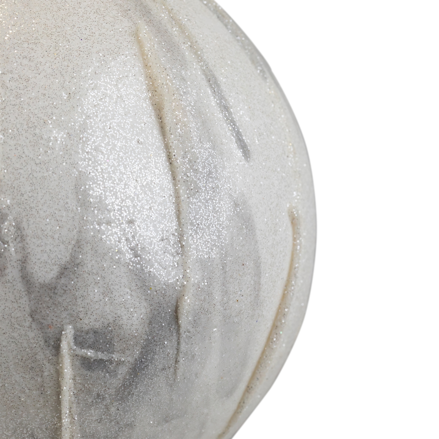 4.25" Glittered White Marbled Christmas Ball Ornament