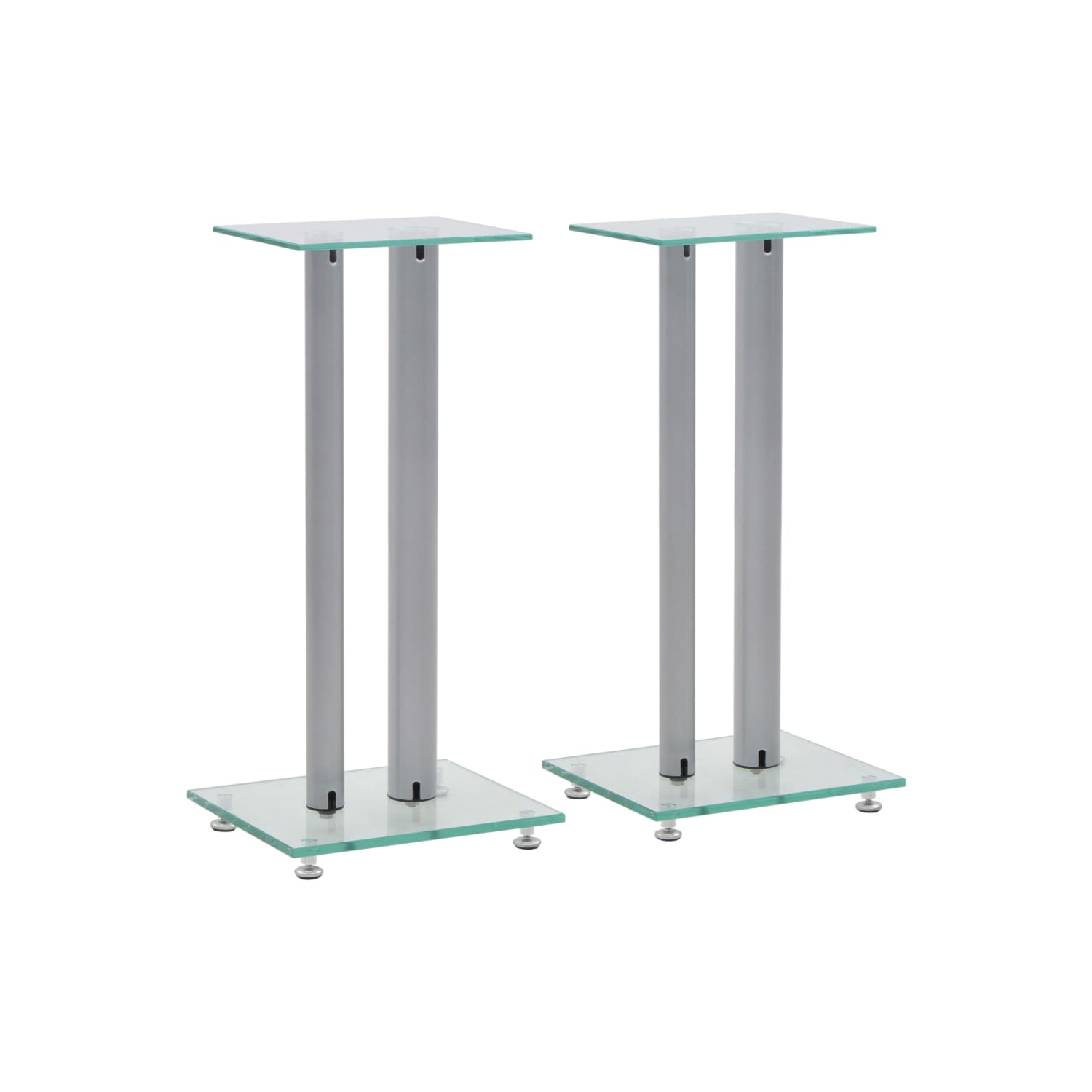 vidaXL Speaker Stands 2 pcs Tempered Glass 2 Pillars Design Silver