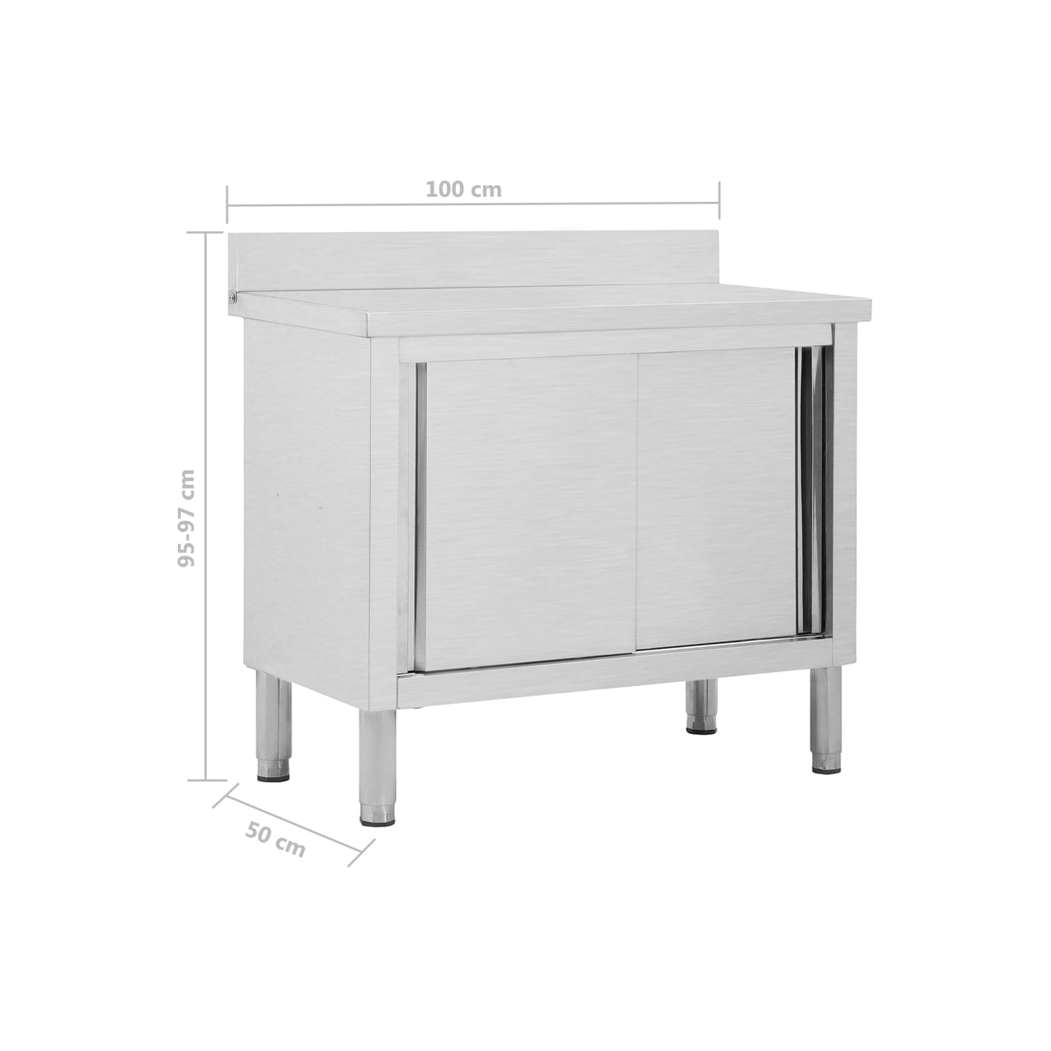 Table de travail avec portes coulissantes VidaXL de 39.4 x 19,7 x, acier inoxydable