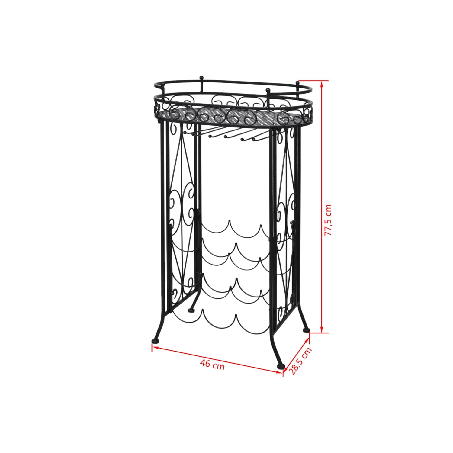 vidaXL Wine Rack with Glass Holder for 9 Bottles Metal