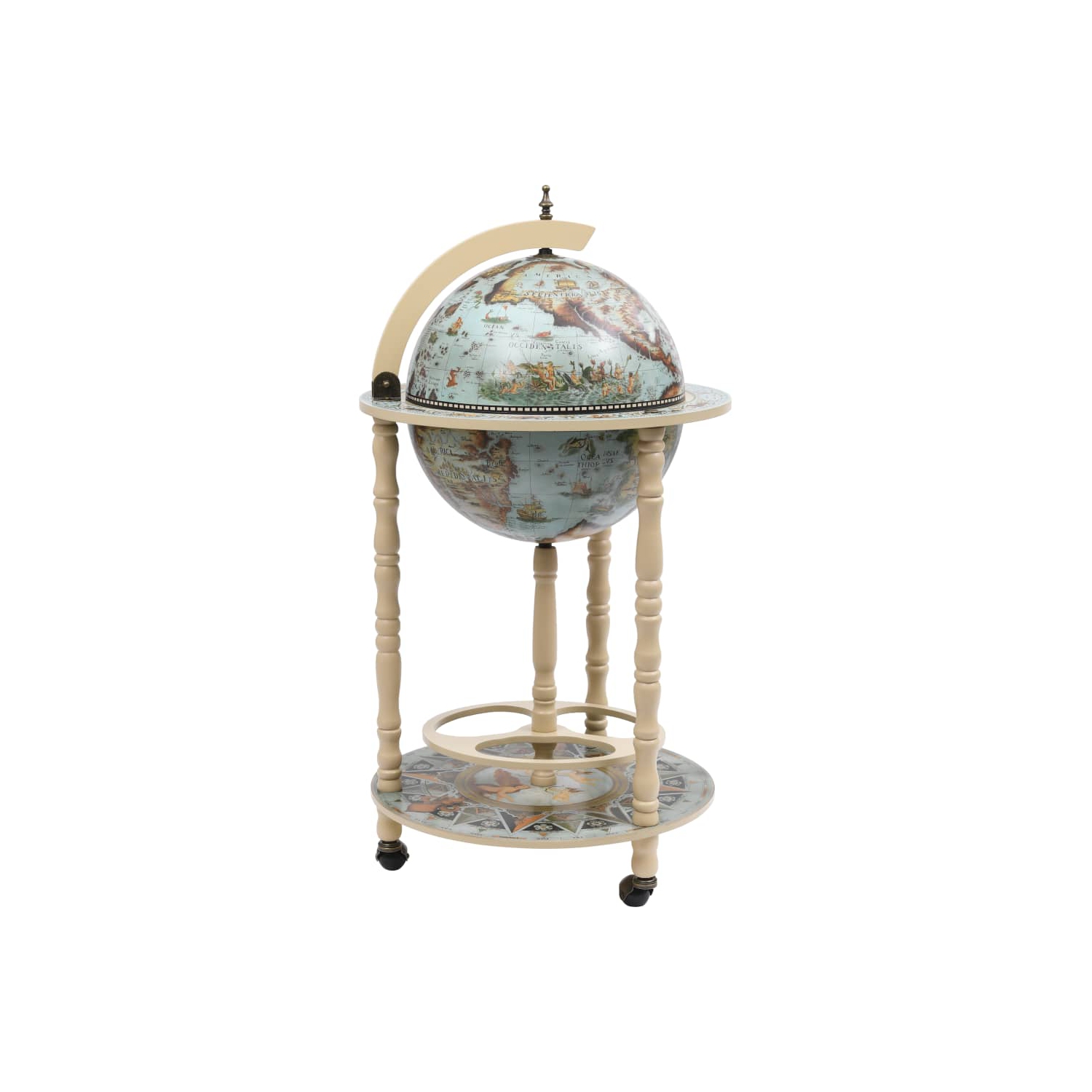 vidaXL Globe Bar Wine Stand Eucalyptus Wood Blue