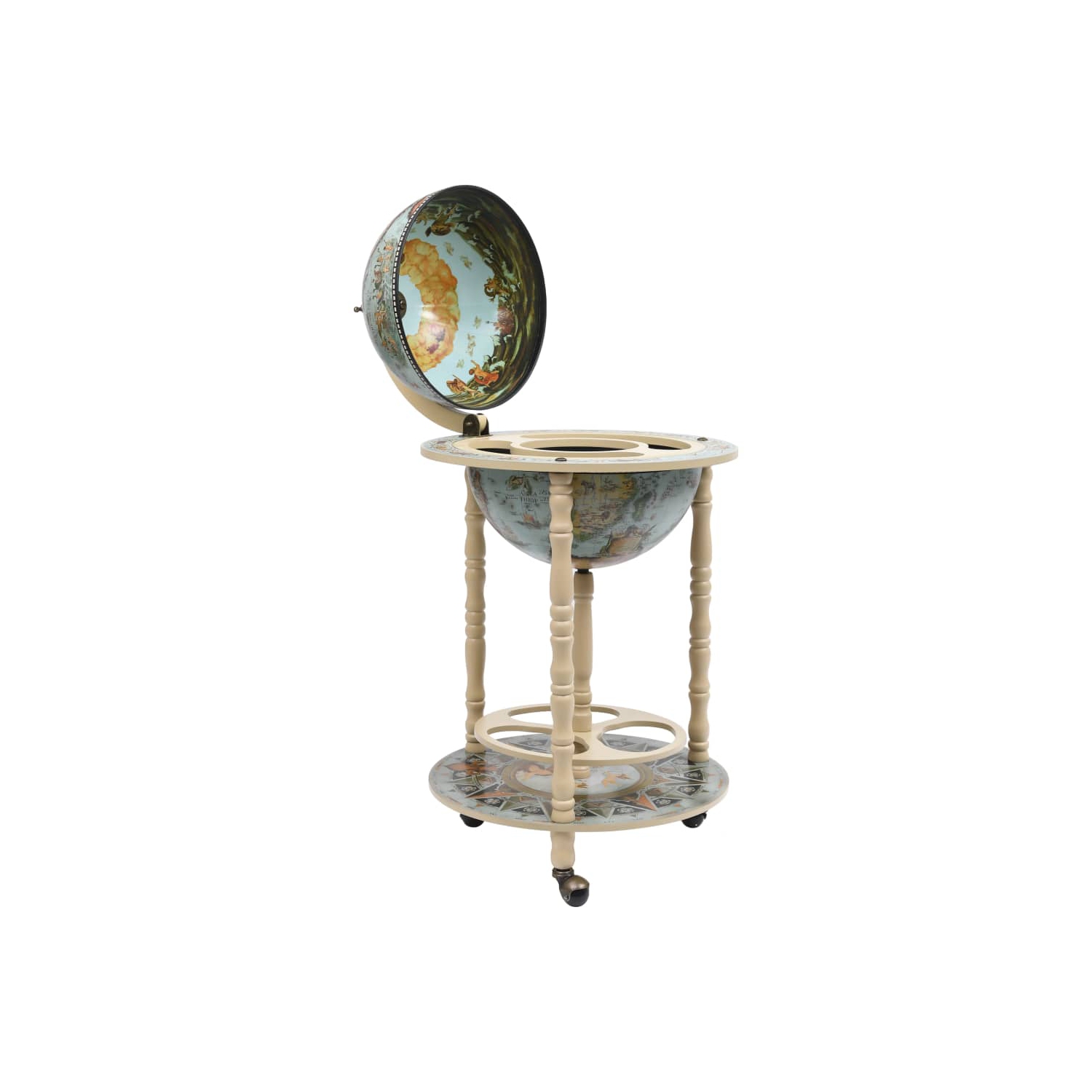 vidaXL Globe Bar Wine Stand Eucalyptus Wood Blue