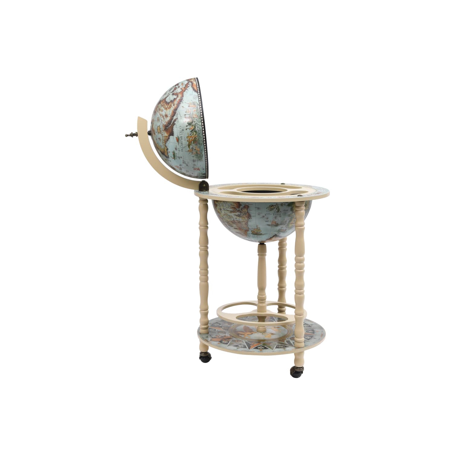 vidaXL Globe Bar Wine Stand Eucalyptus Wood Blue