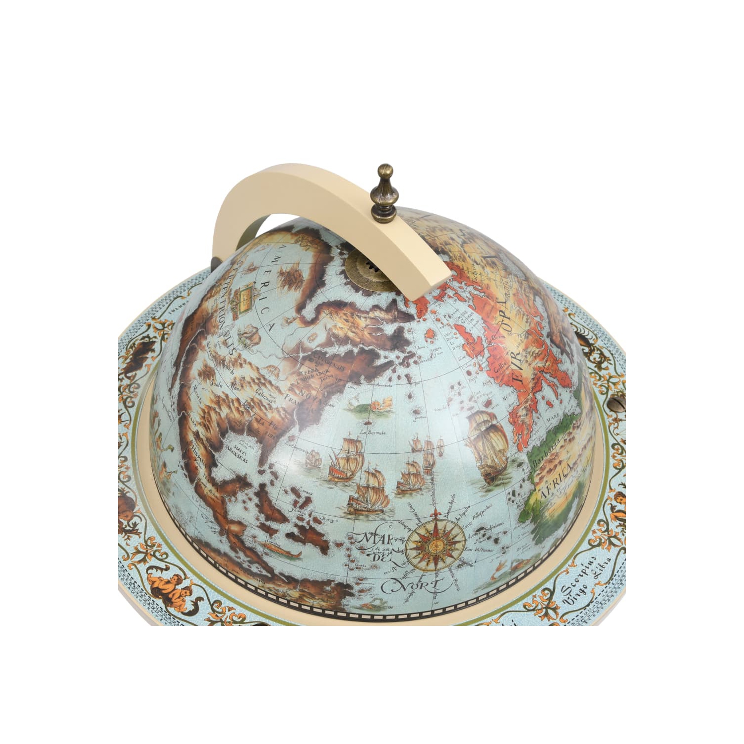 vidaXL Globe Bar Wine Stand Eucalyptus Wood Blue