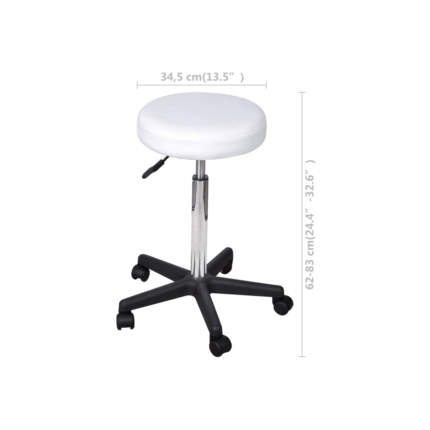 vidaXL Office Stool White Faux Leather