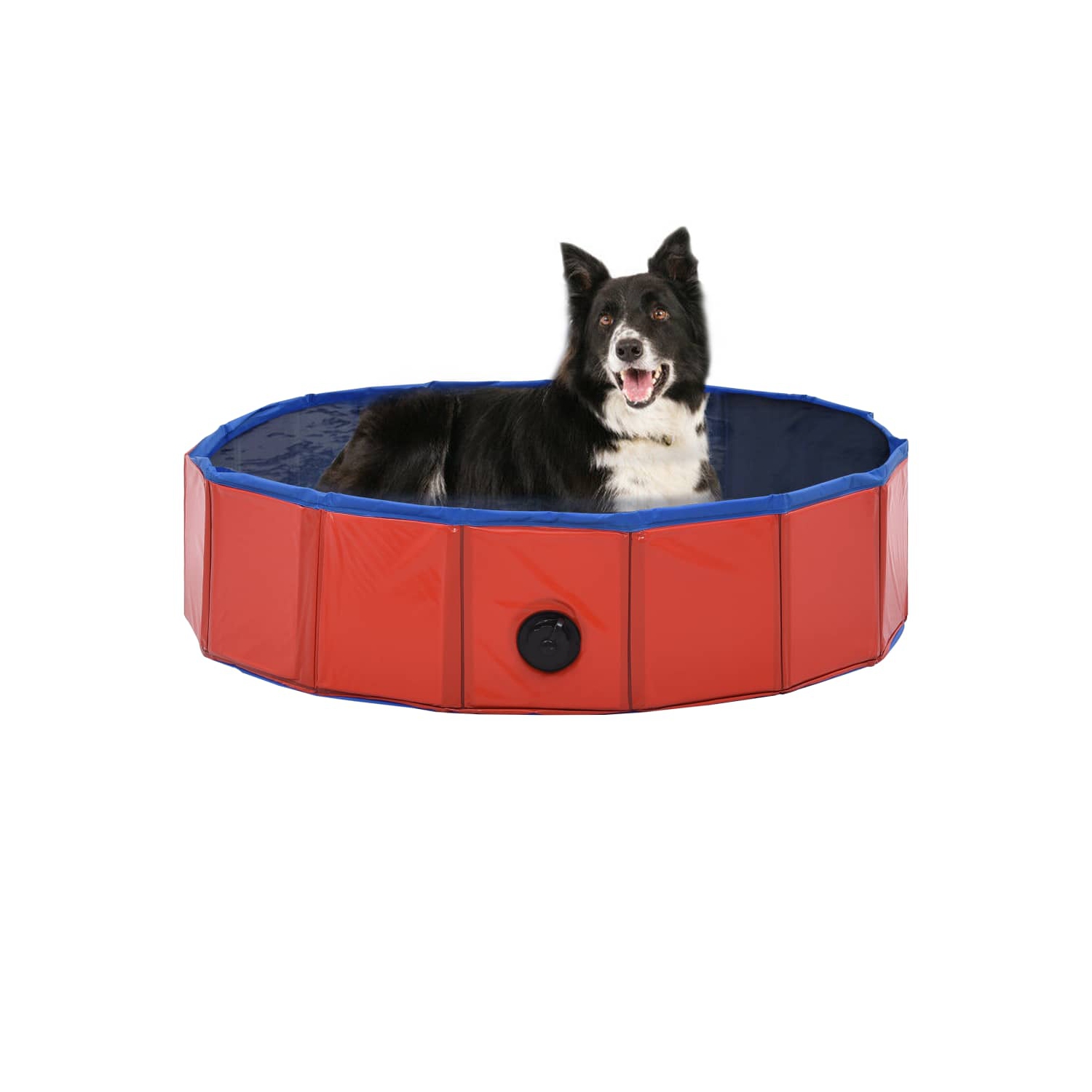 vidaXL Foldable Dog Swimming Pool Red 31.5"x7.9" PVC