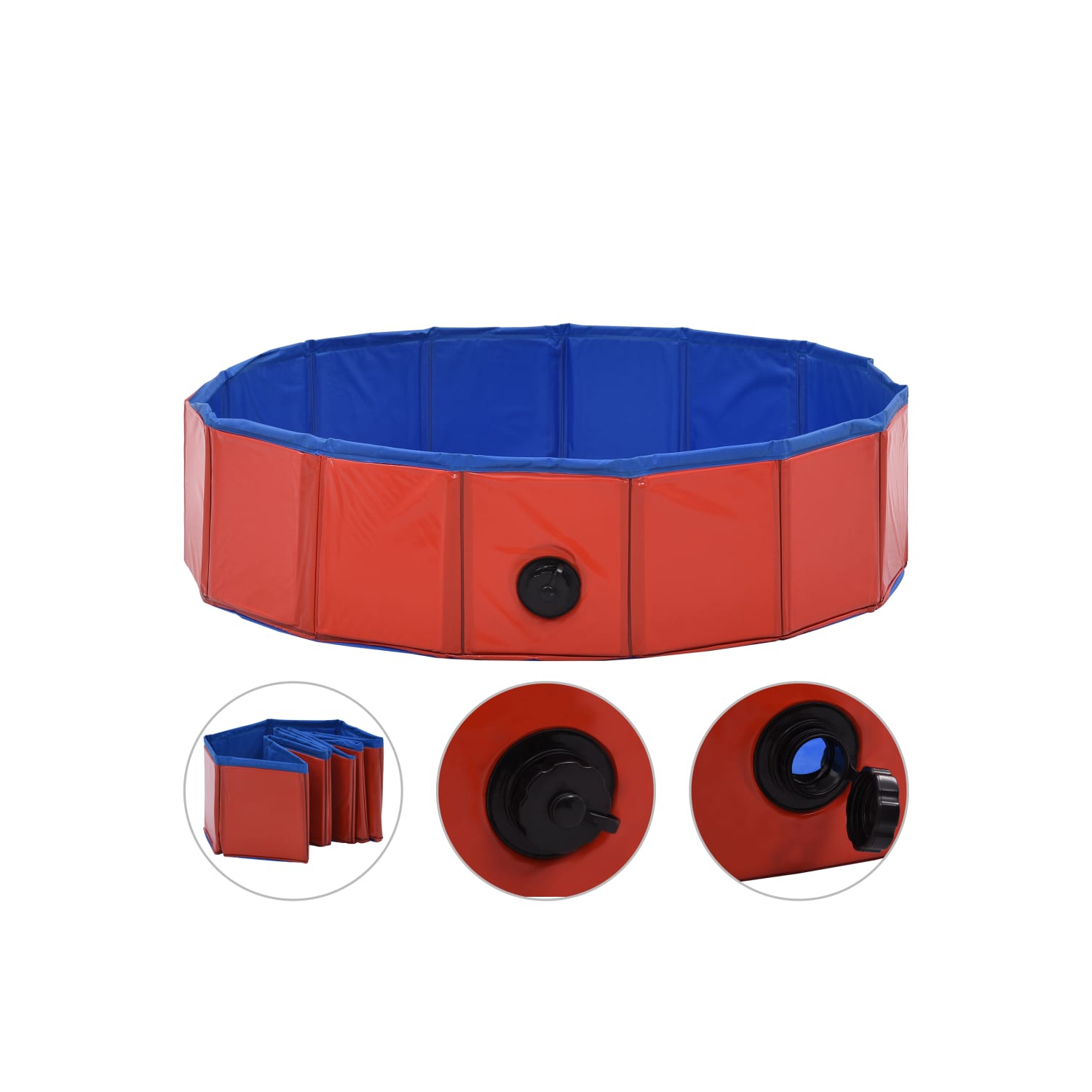 vidaXL Foldable Dog Swimming Pool Red 31.5"x7.9" PVC