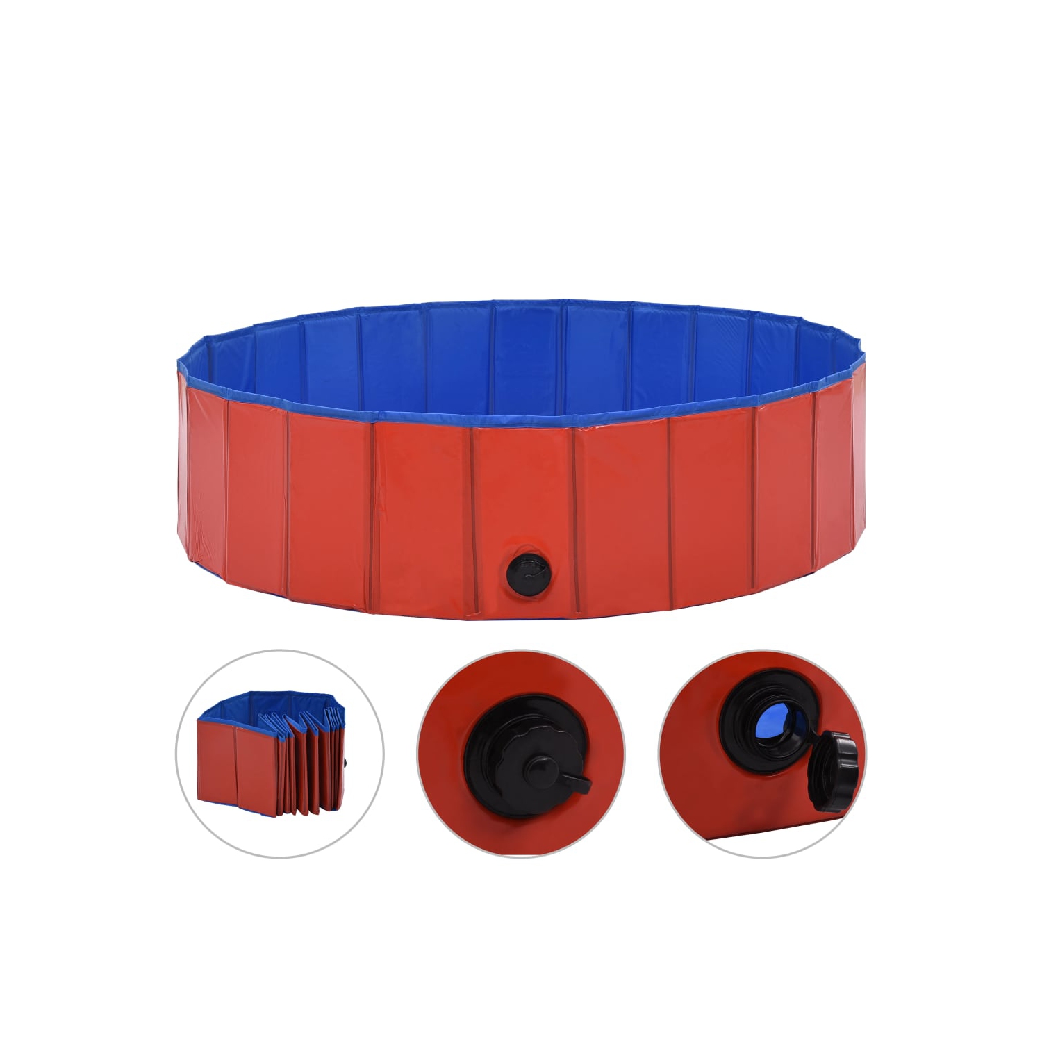 vidaXL Foldable Dog Swimming Pool Red 47.2"x11.8" PVC