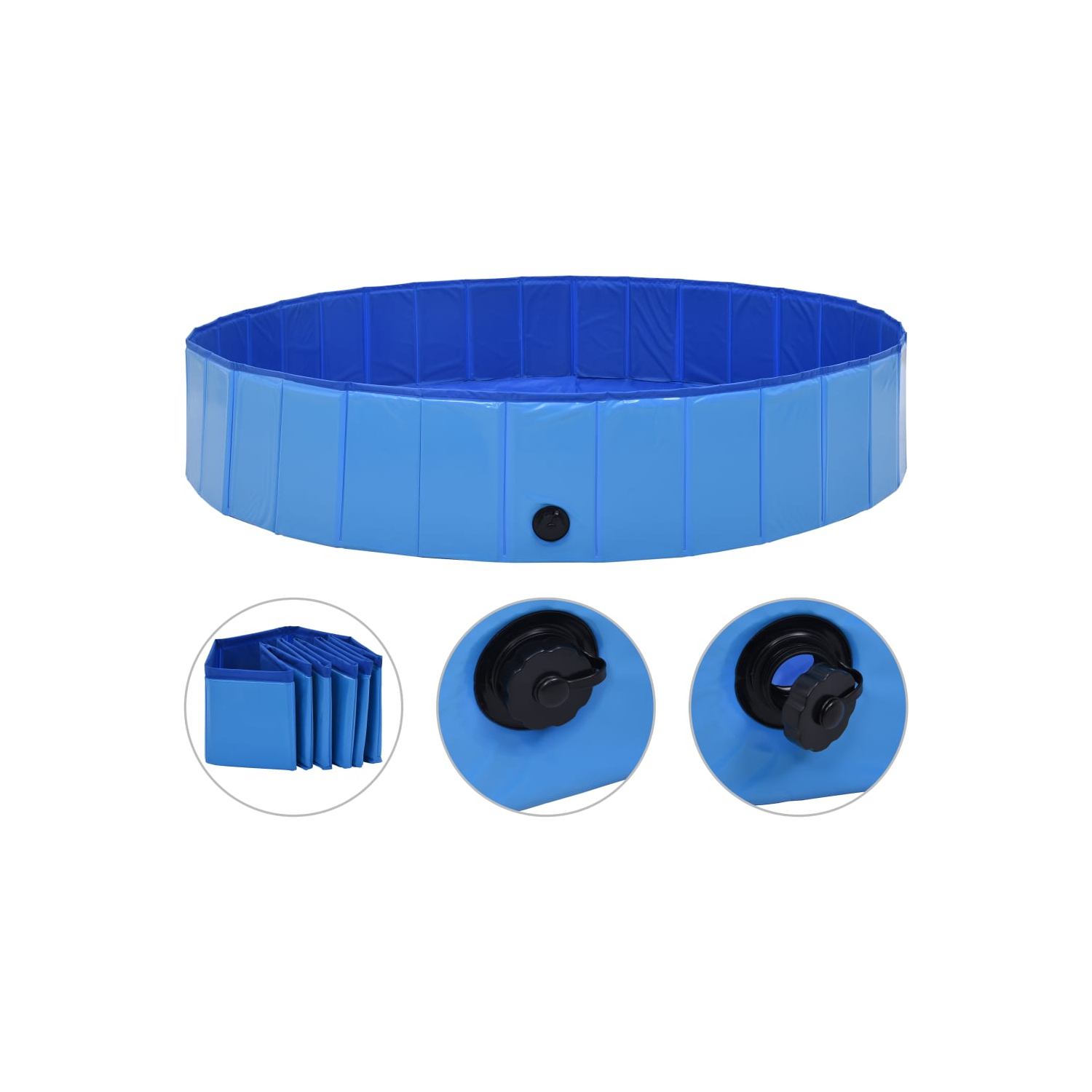 vidaXL Foldable Dog Swimming Pool Blue 63"x11.8" PVC