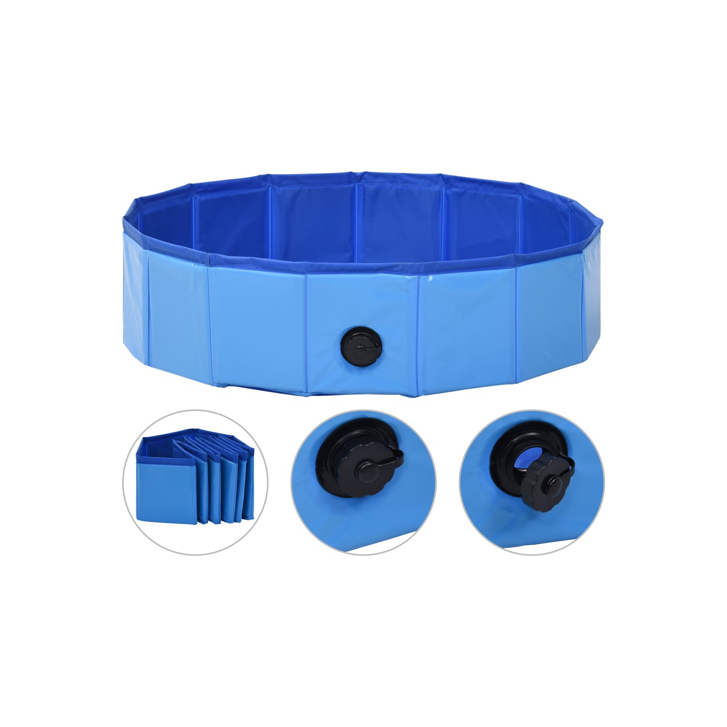 vidaXL Foldable Dog Swimming Pool Blue 31.5"x7.9" PVC