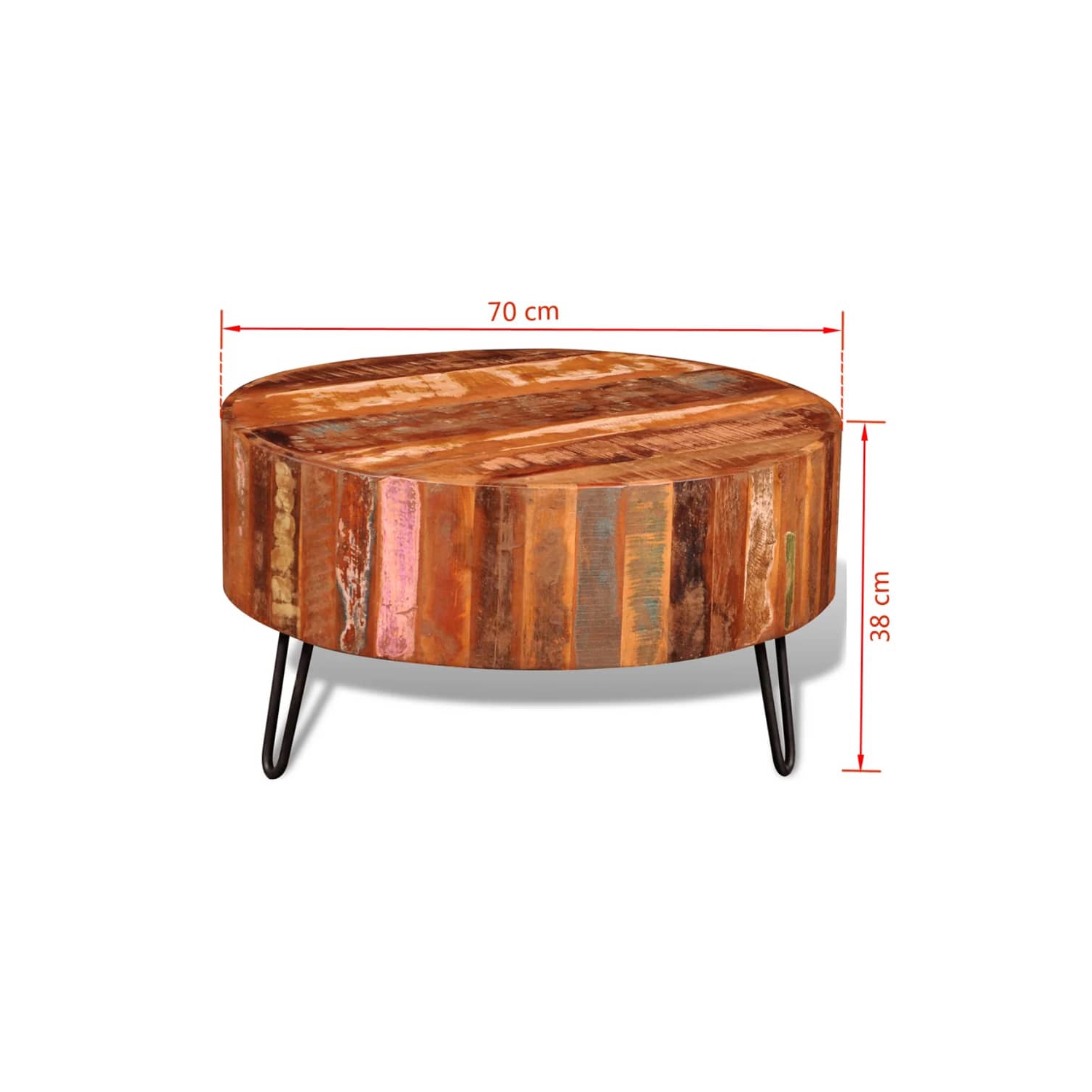 vidaXL Coffee Table Solid Reclaimed Wood Round