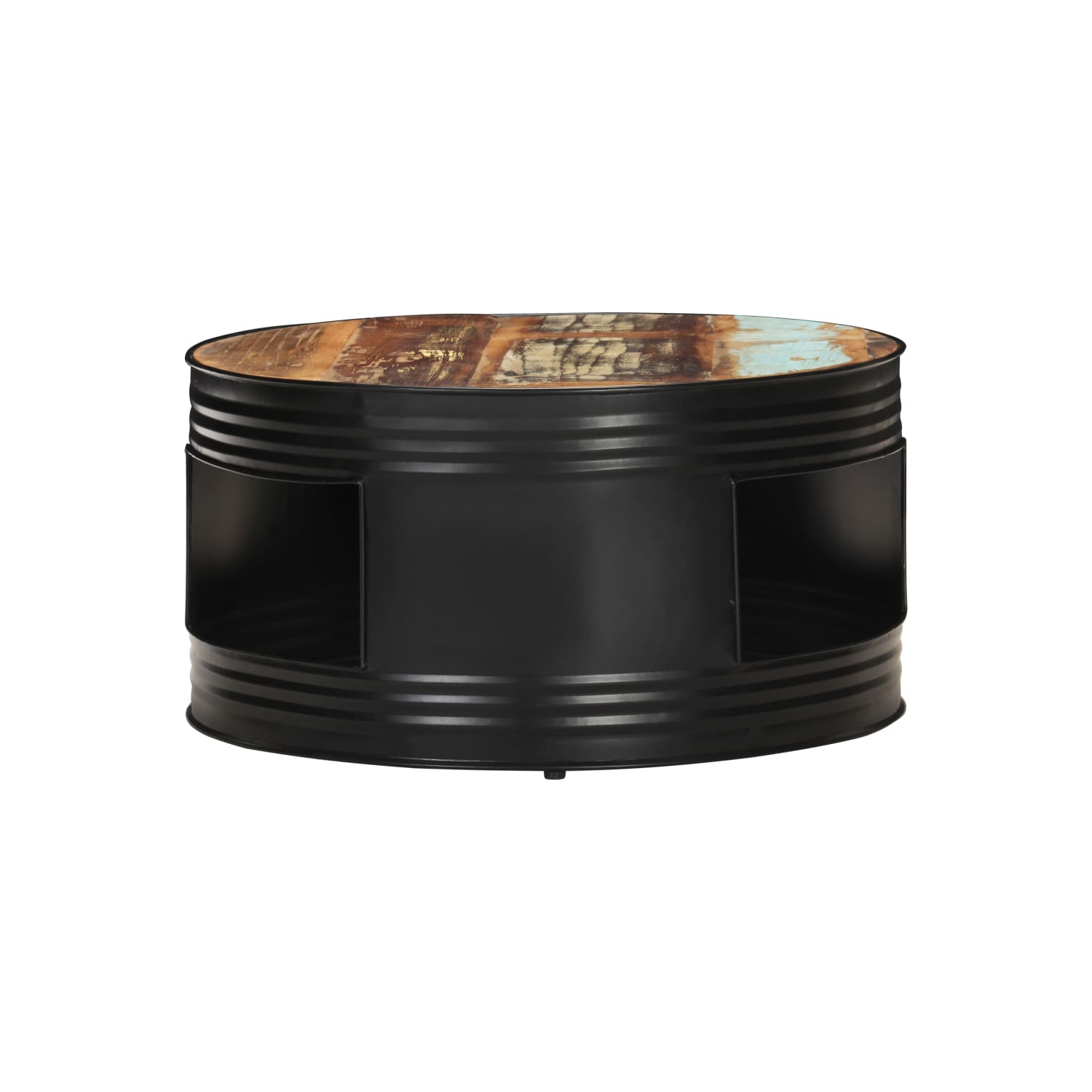 vidaXL Coffee Table Black 26.8"x26.8"x14.2" Solid Reclaimed Wood