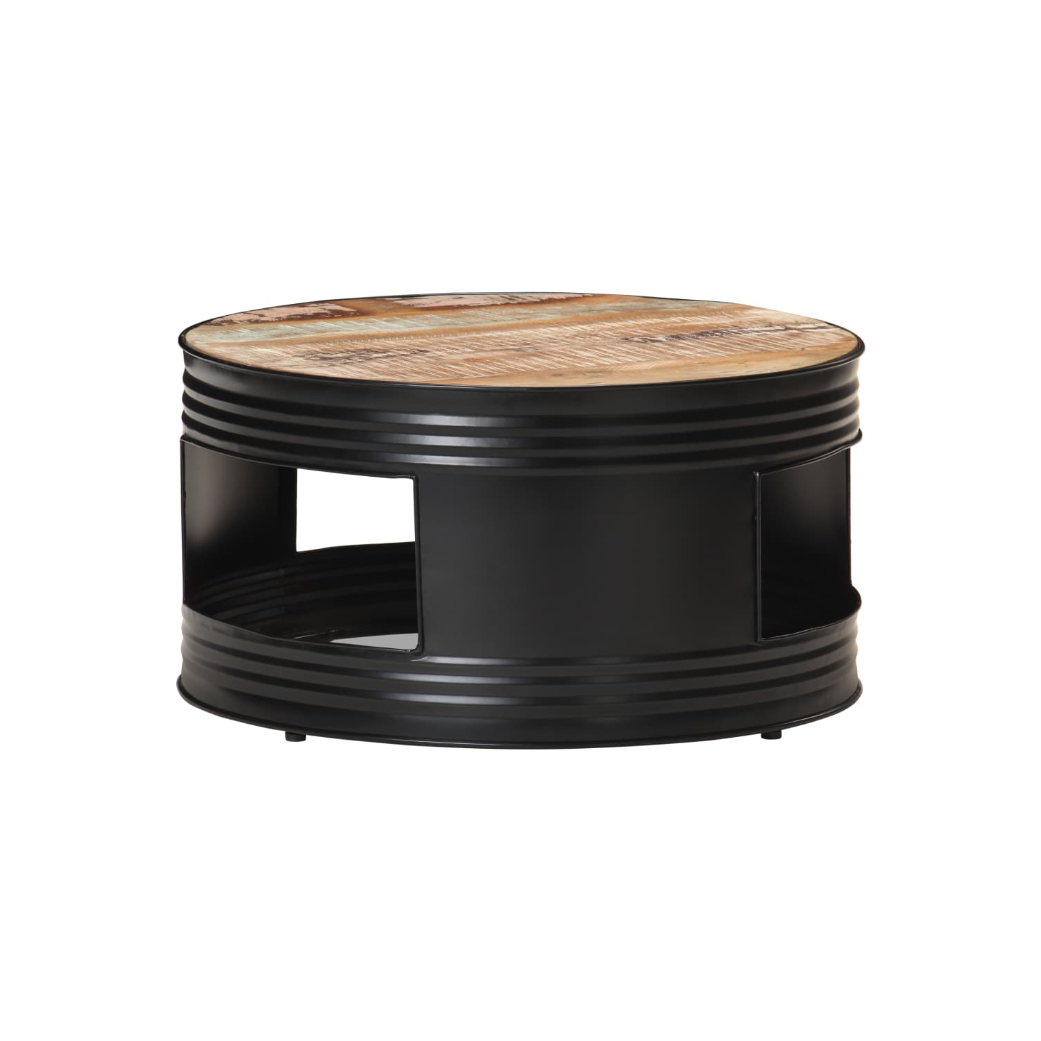 vidaXL Coffee Table Black 26.8"x26.8"x14.2" Solid Reclaimed Wood