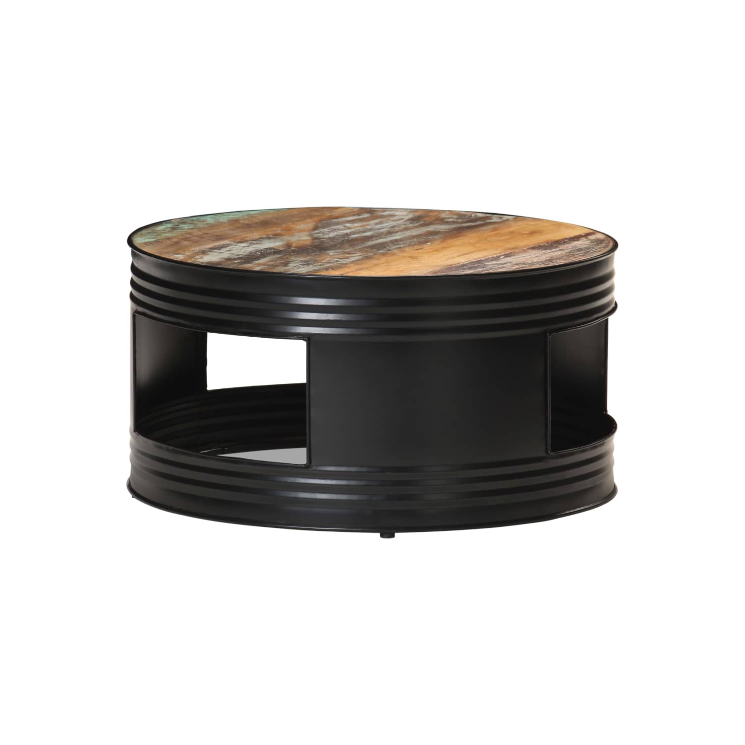 vidaXL Coffee Table Black 26.8"x26.8"x14.2" Solid Reclaimed Wood