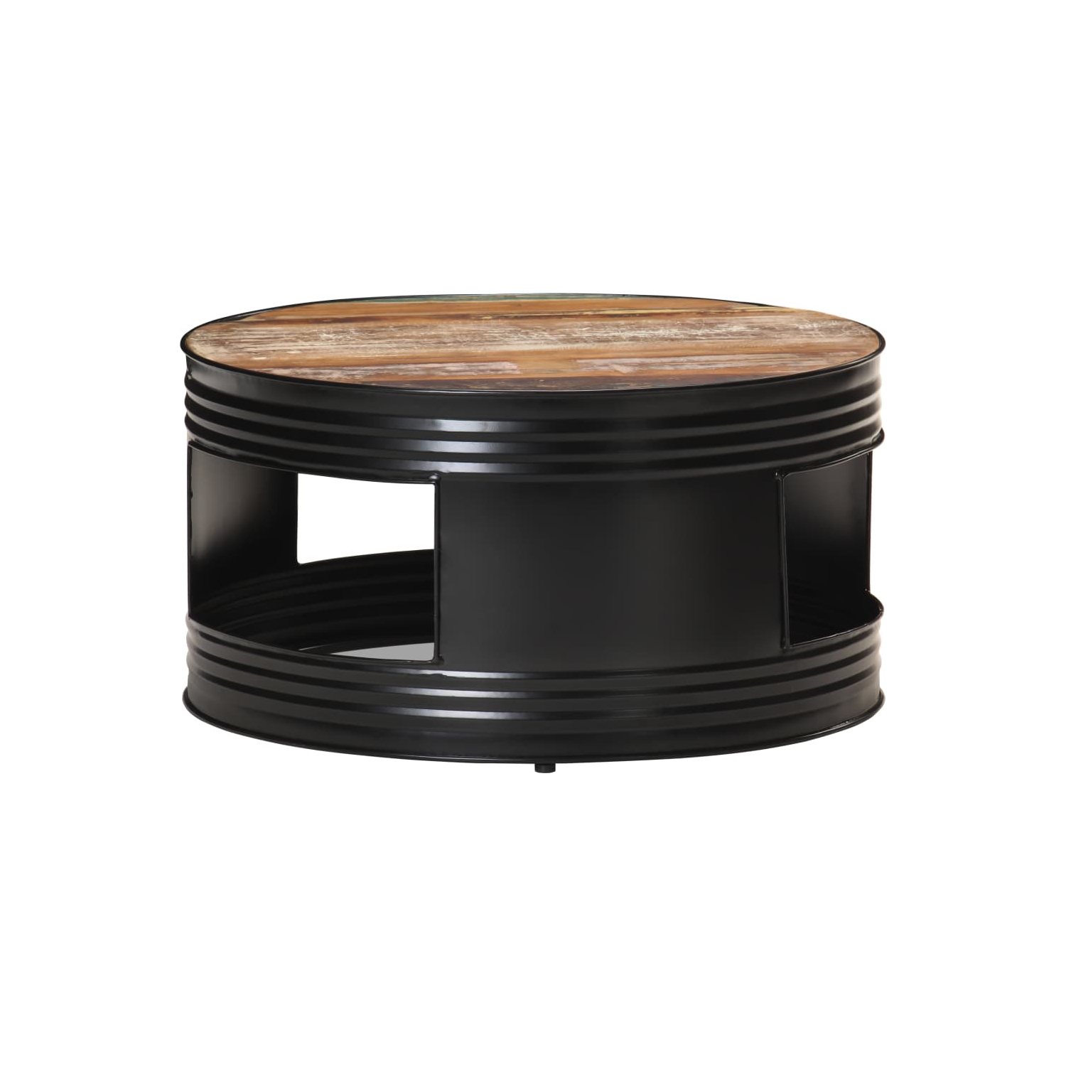 vidaXL Coffee Table Black 26.8"x26.8"x14.2" Solid Reclaimed Wood