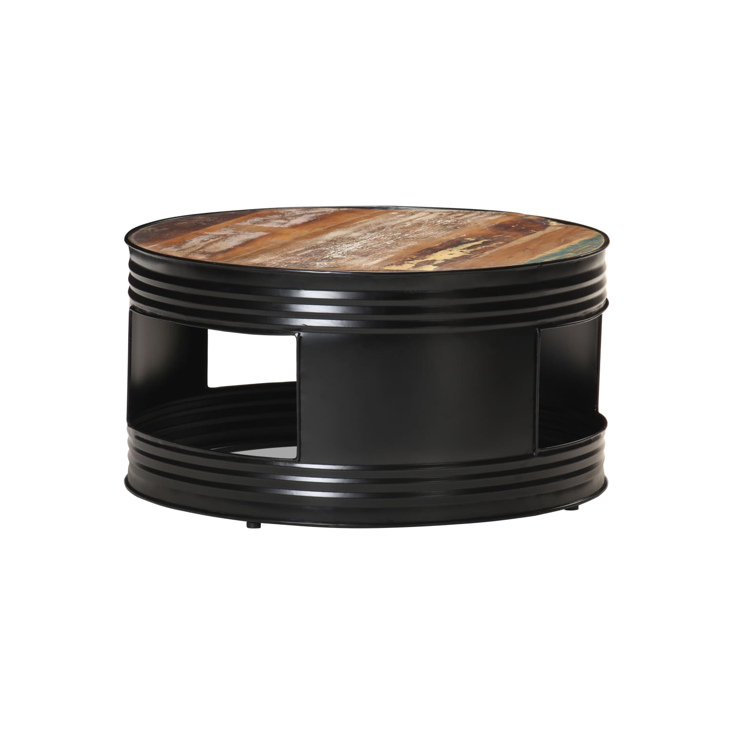 vidaXL Coffee Table Black 26.8"x26.8"x14.2" Solid Reclaimed Wood