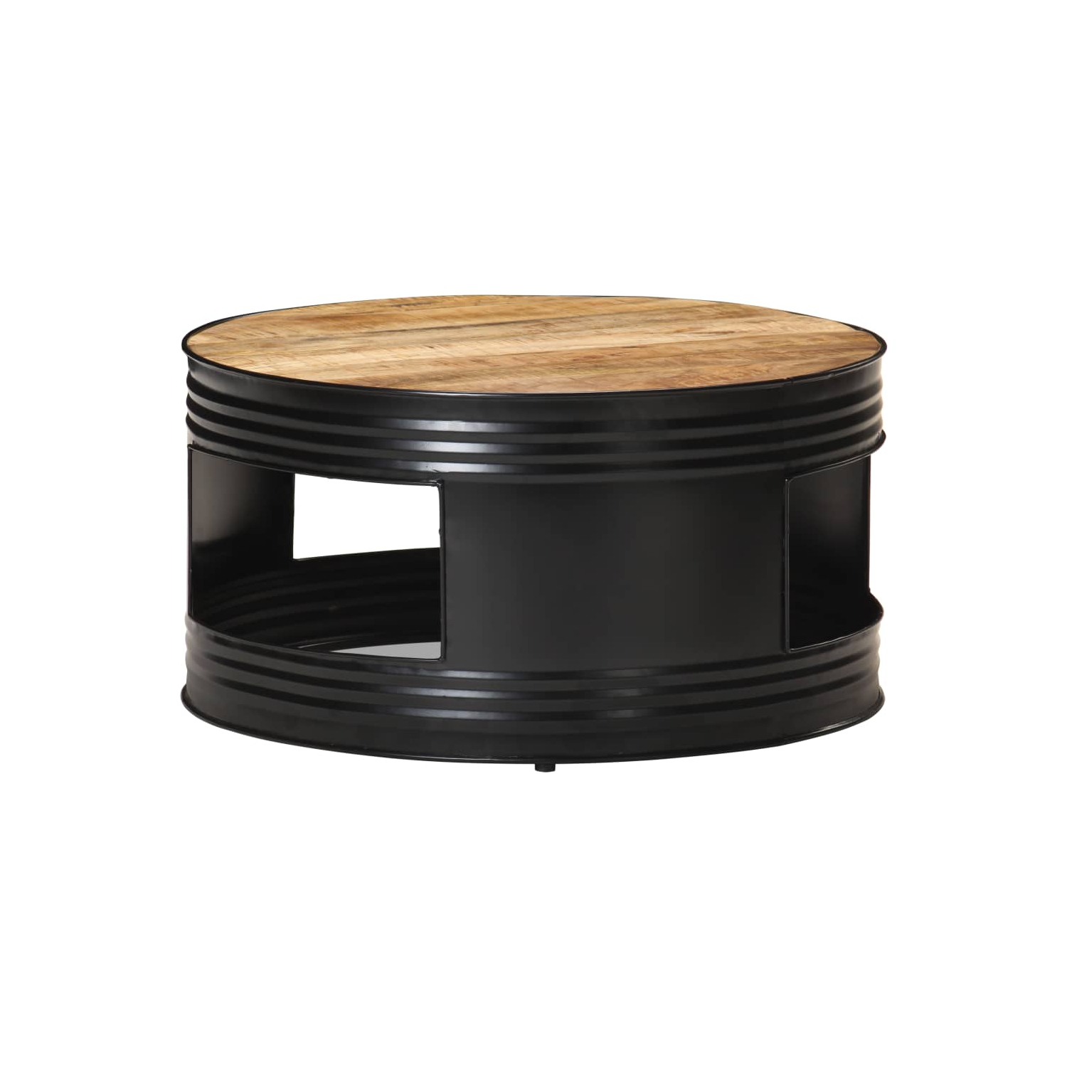 vidaXL Coffee Table Black 26.8"x26.8"x14.2" Solid Rough Mango Wood