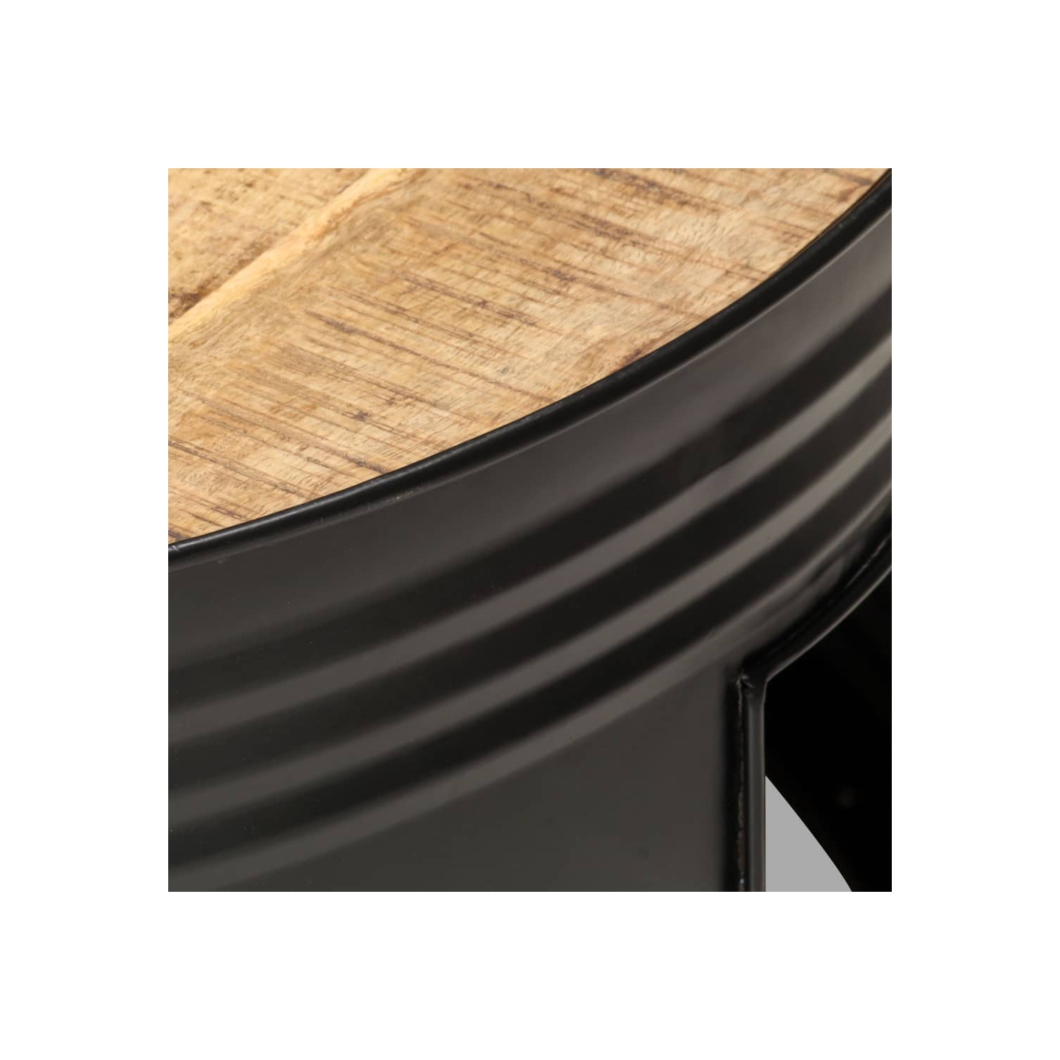 vidaXL Coffee Table Black 26.8"x26.8"x14.2" Solid Rough Mango Wood