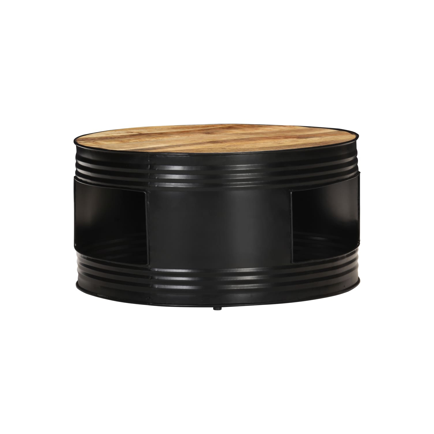 vidaXL Coffee Table Black 26.8"x26.8"x14.2" Solid Rough Mango Wood