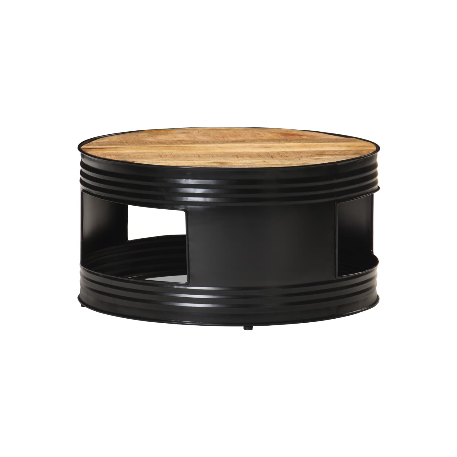 vidaXL Coffee Table Black 26.8"x26.8"x14.2" Solid Rough Mango Wood