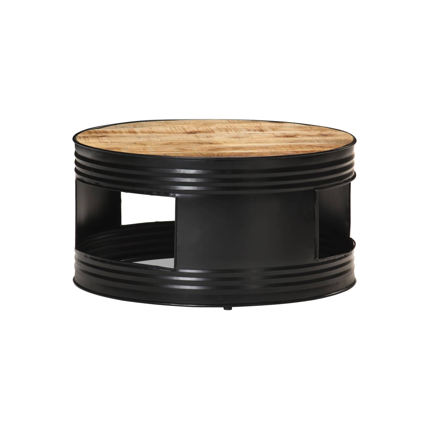 vidaXL Coffee Table Black 26.8"x26.8"x14.2" Solid Rough Mango Wood