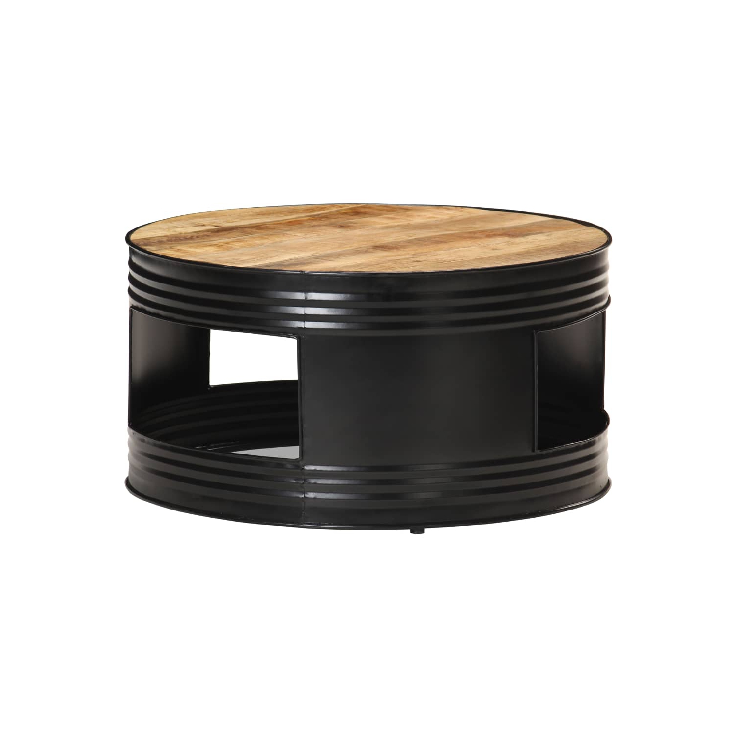 vidaXL Coffee Table Black 26.8"x26.8"x14.2" Solid Rough Mango Wood