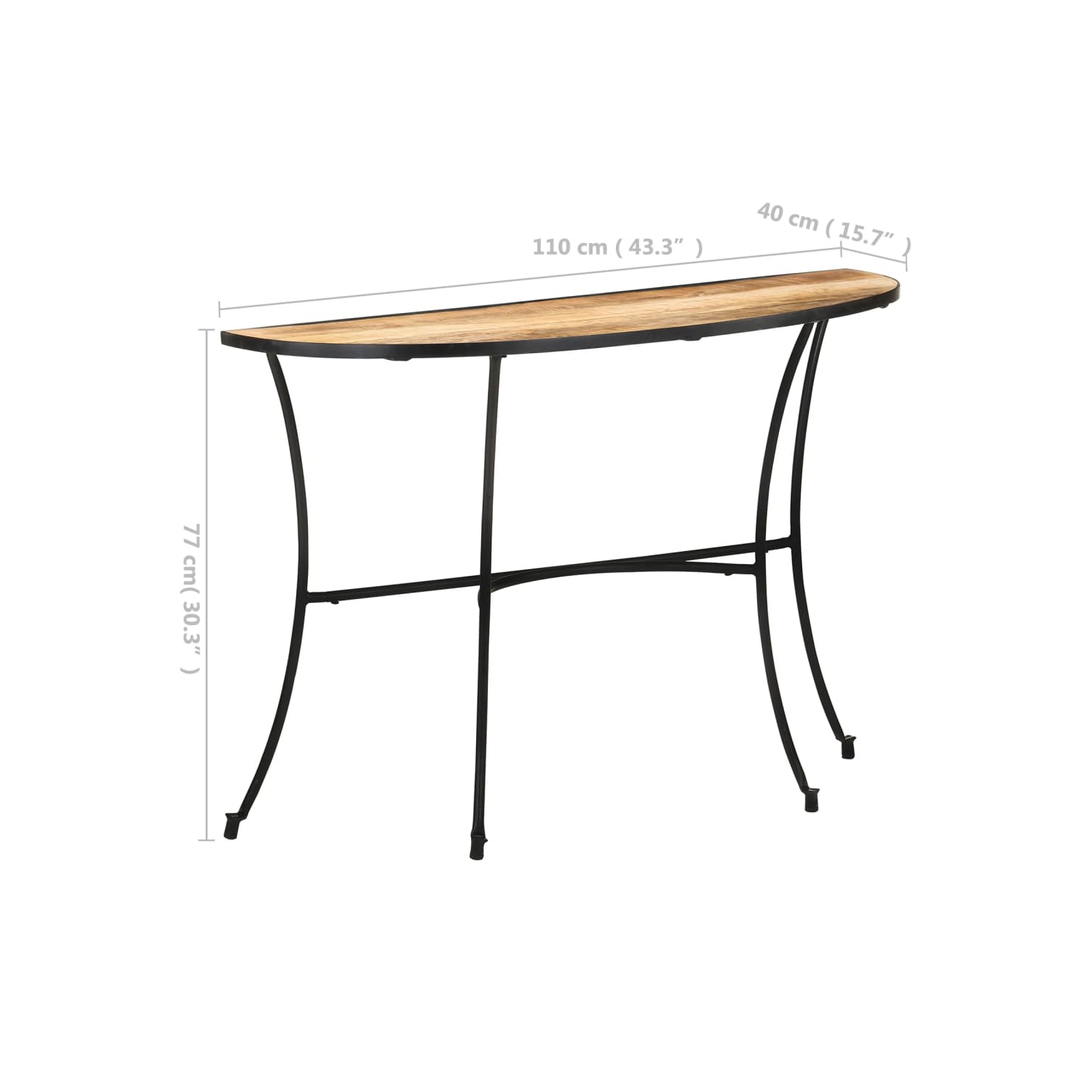 vidaXL Side Table 43.3"x15.7"x30.3" Solid Mango Wood