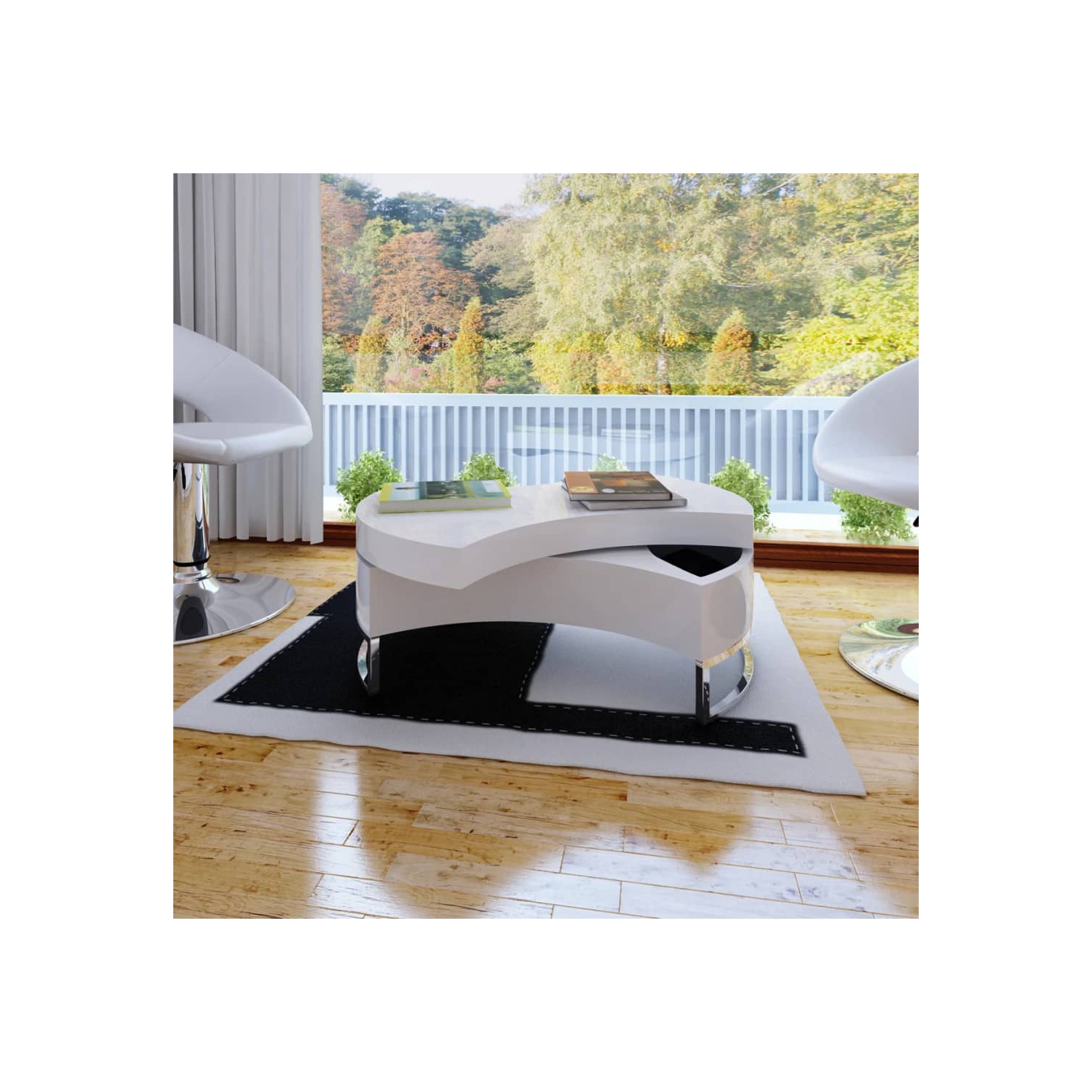 Coffee Table Shape-Adjustable High Gloss White