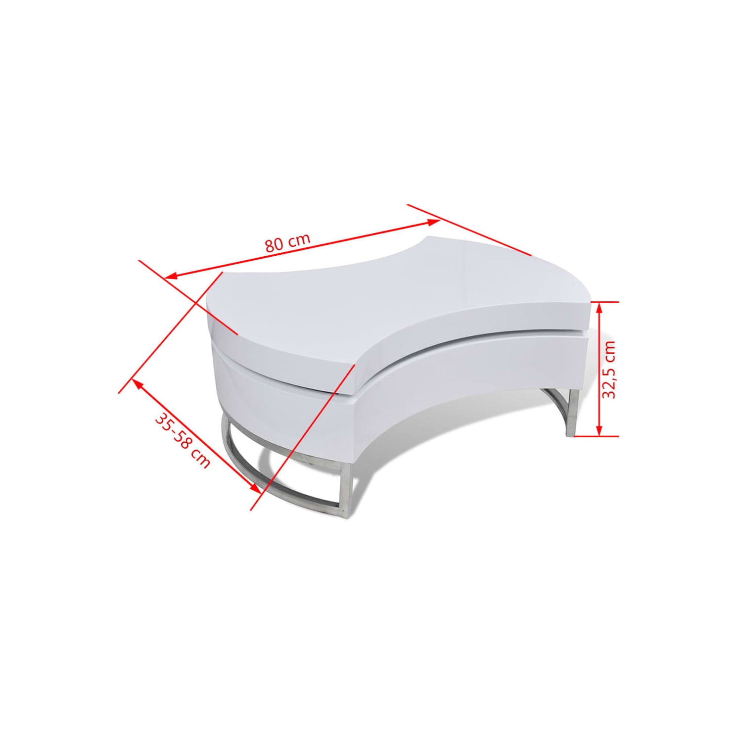 Coffee Table Shape-Adjustable High Gloss White