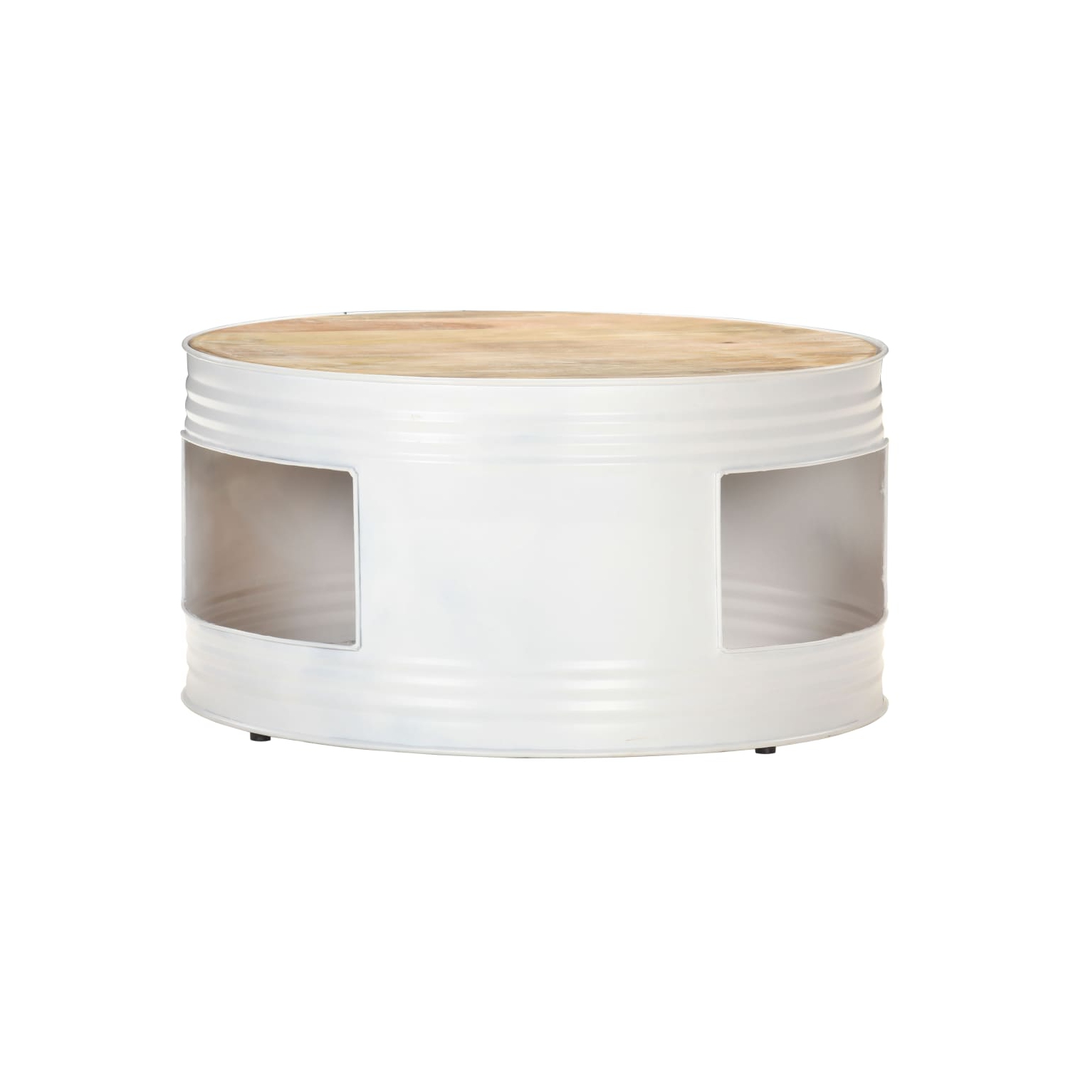 Table basse VidaXL en bois de manguier massif, 26.8 x 26,8 x 14,2 po, blanc