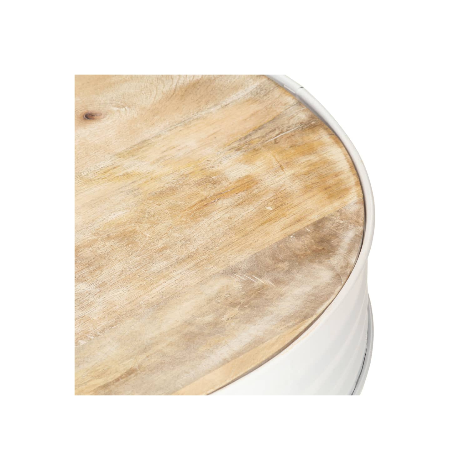 Table basse VidaXL en bois de manguier massif, 26.8 x 26,8 x 14,2 po, blanc