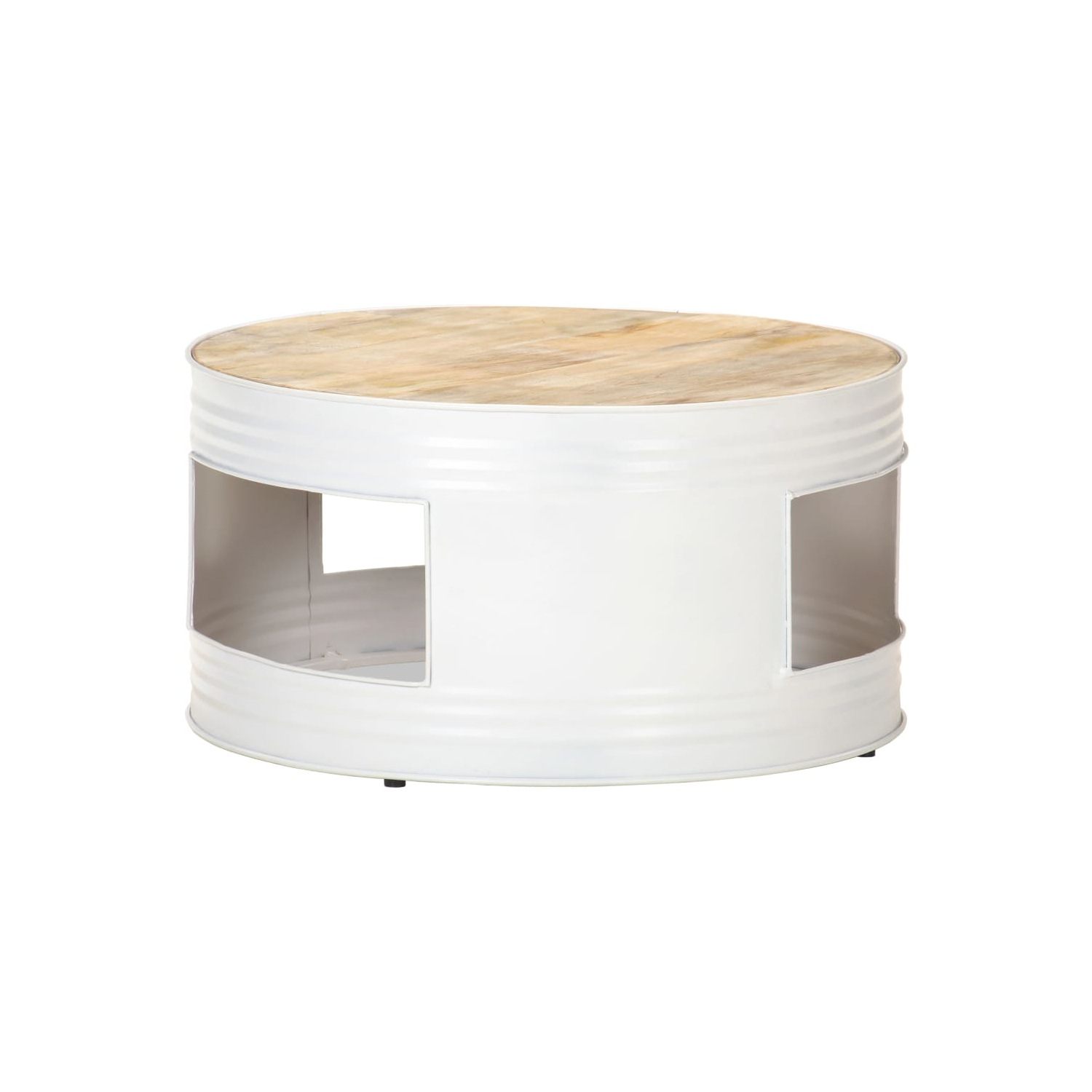 Table basse VidaXL en bois de manguier massif, 26.8 x 26,8 x 14,2 po, blanc