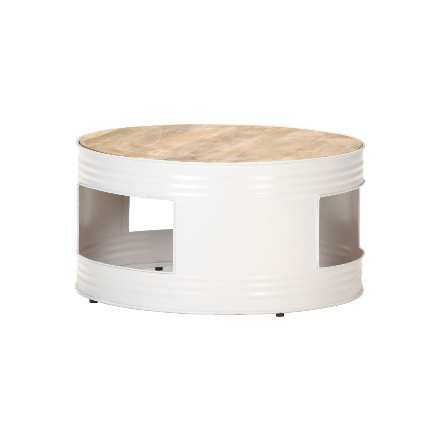 Table basse VidaXL en bois de manguier massif, 26.8 x 26,8 x 14,2 po, blanc