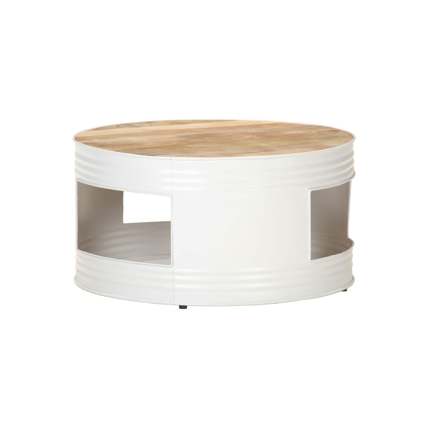 Table basse VidaXL en bois de manguier massif, 26.8 x 26,8 x 14,2 po, blanc