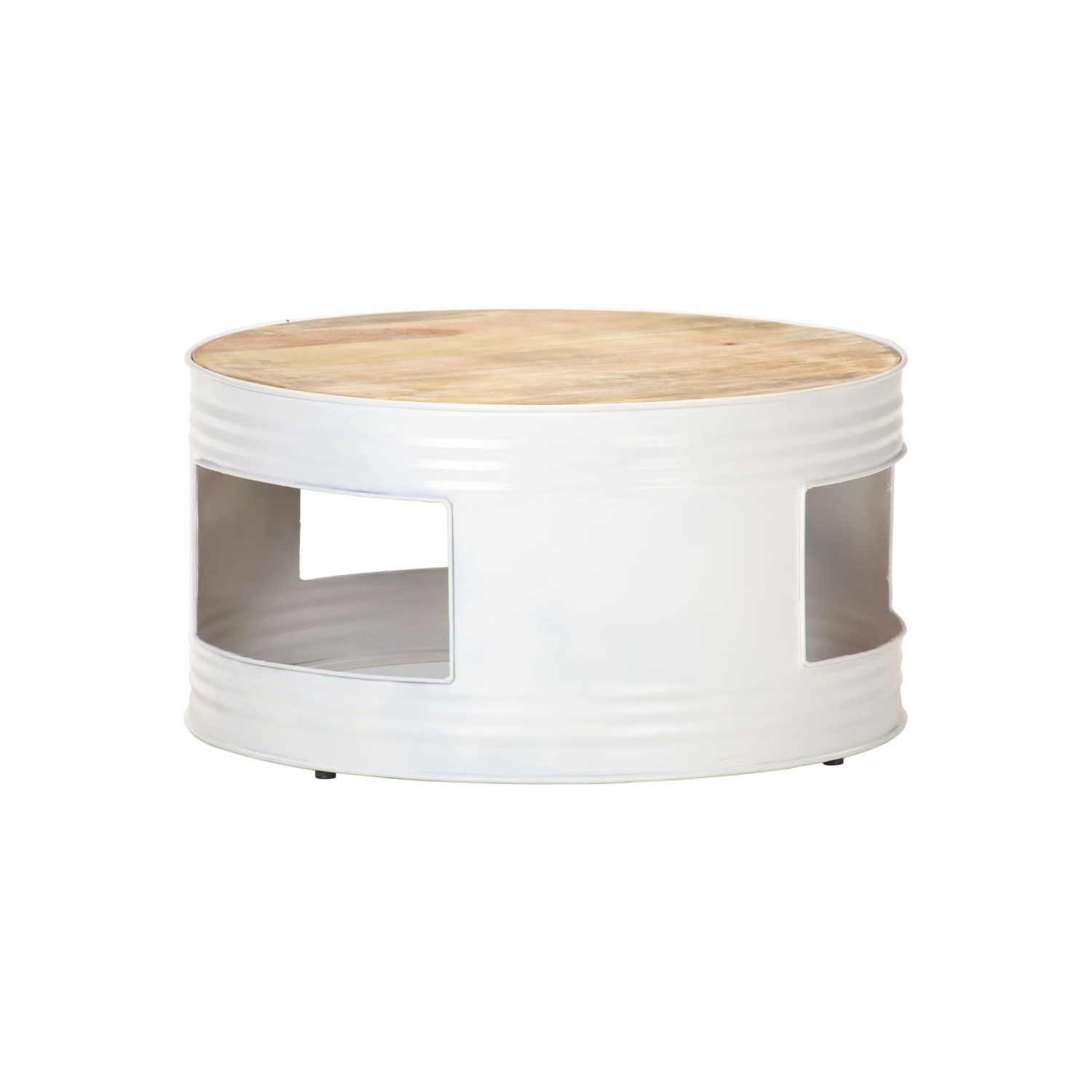 Table basse VidaXL en bois de manguier massif, 26.8 x 26,8 x 14,2 po, blanc