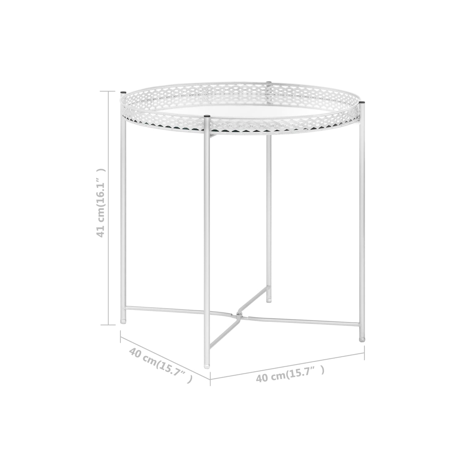 vidaXL Side Table Silver 15.7"x15.7"x16.1" Glass