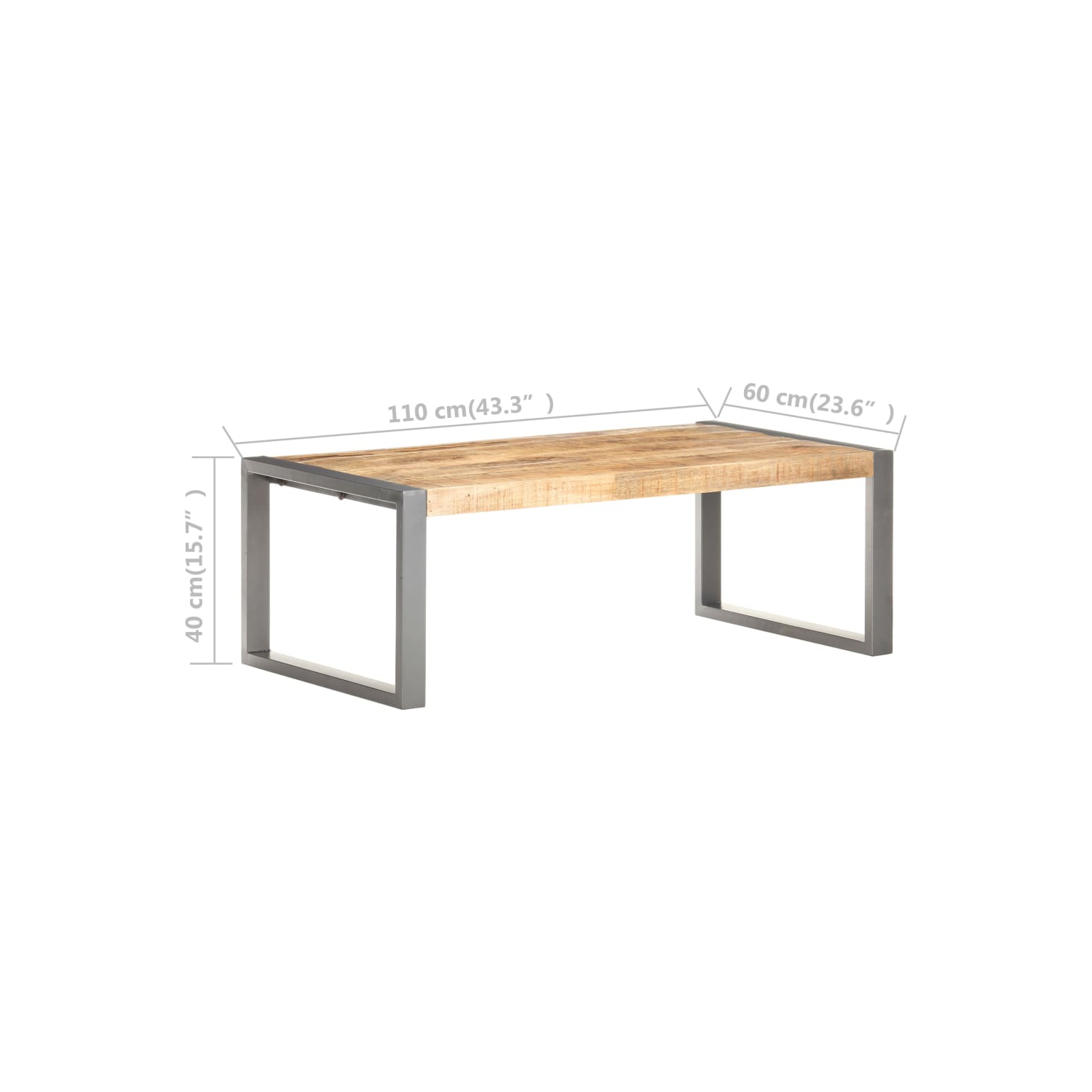 vidaXL Coffee Table 43.3"x23.6"x15.7" Rough Mango Wood