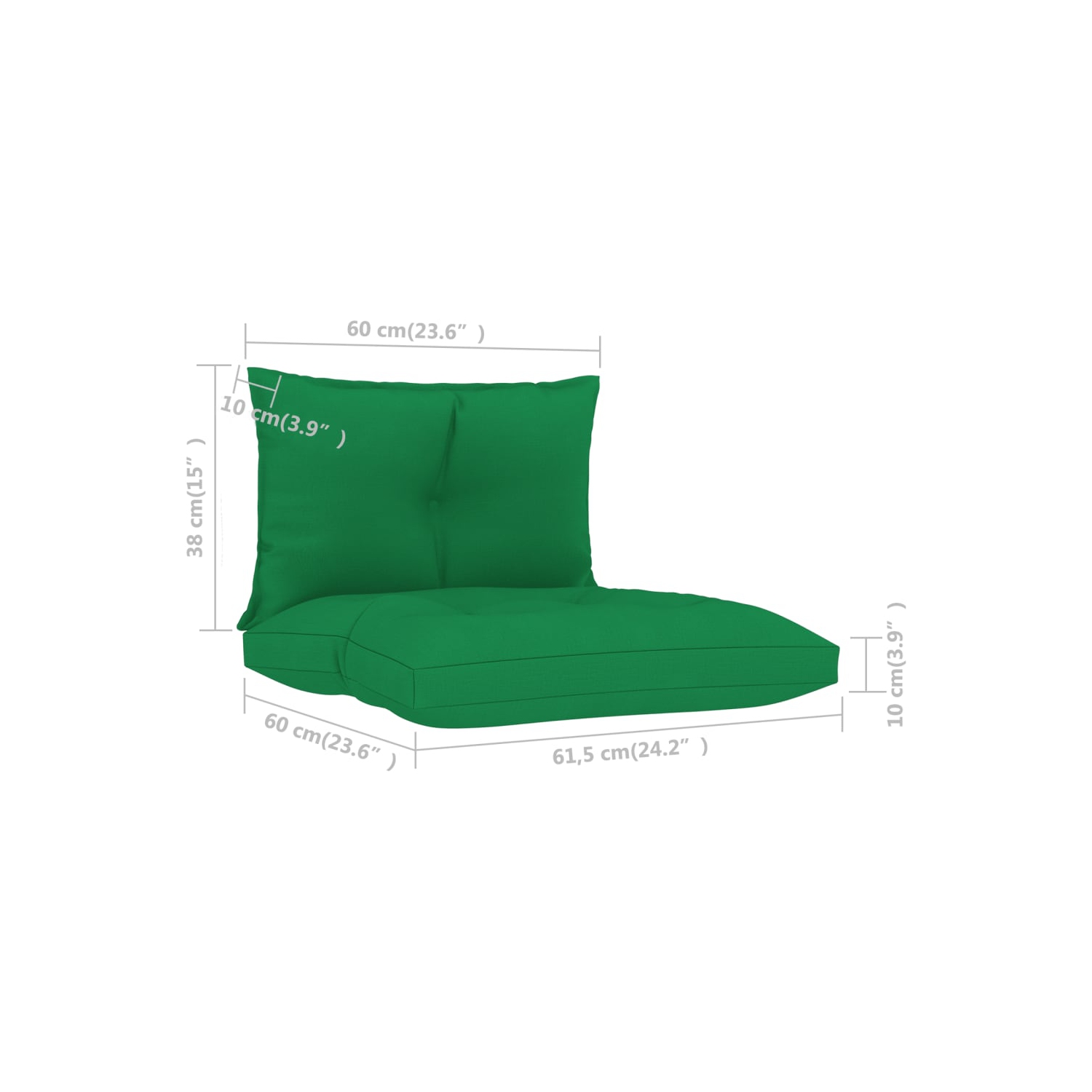 vidaXL Pallet Sofa Cushions 2 pcs Green Fabric
